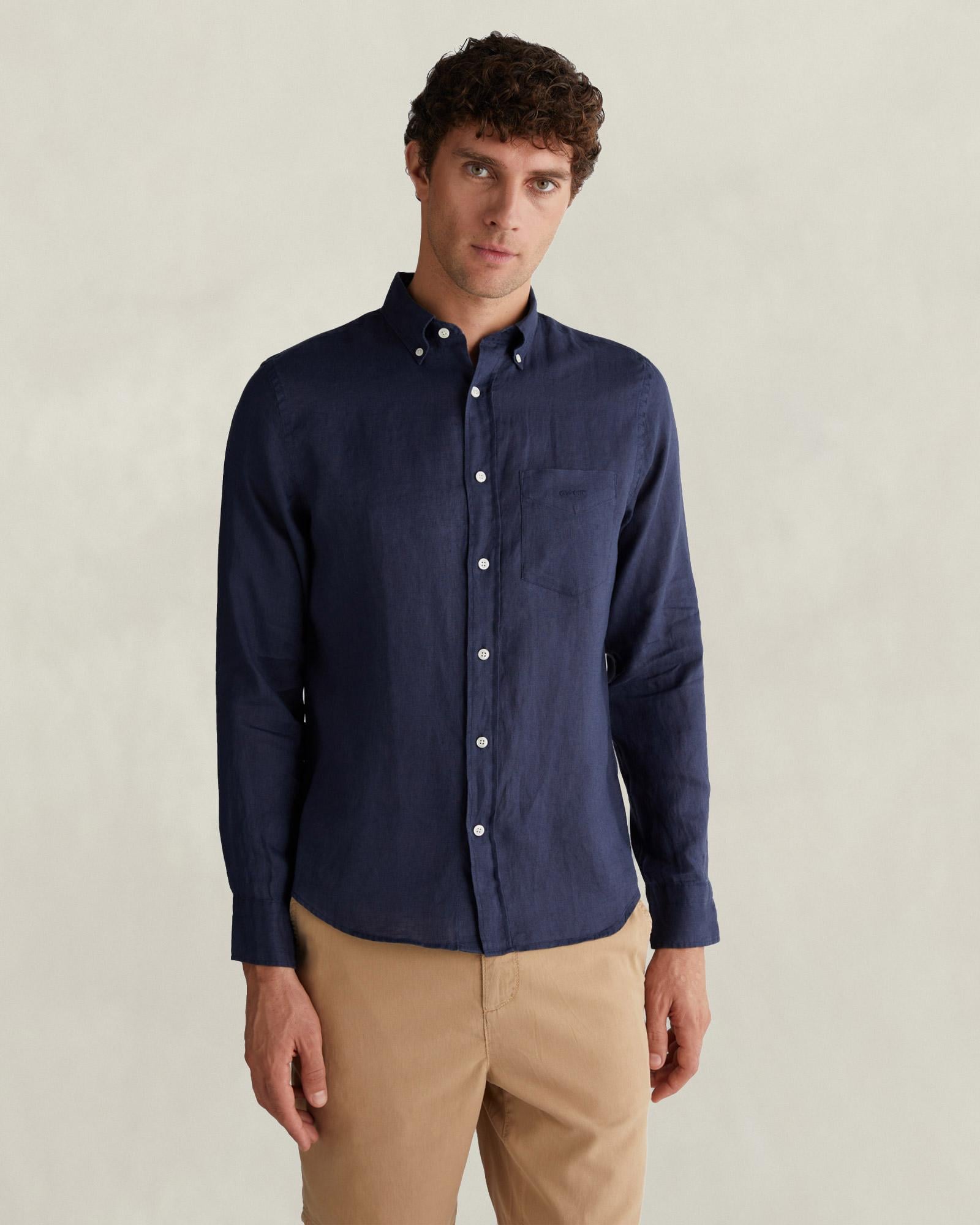 GANT Erkek Lacivert Regular Fit Gömlek