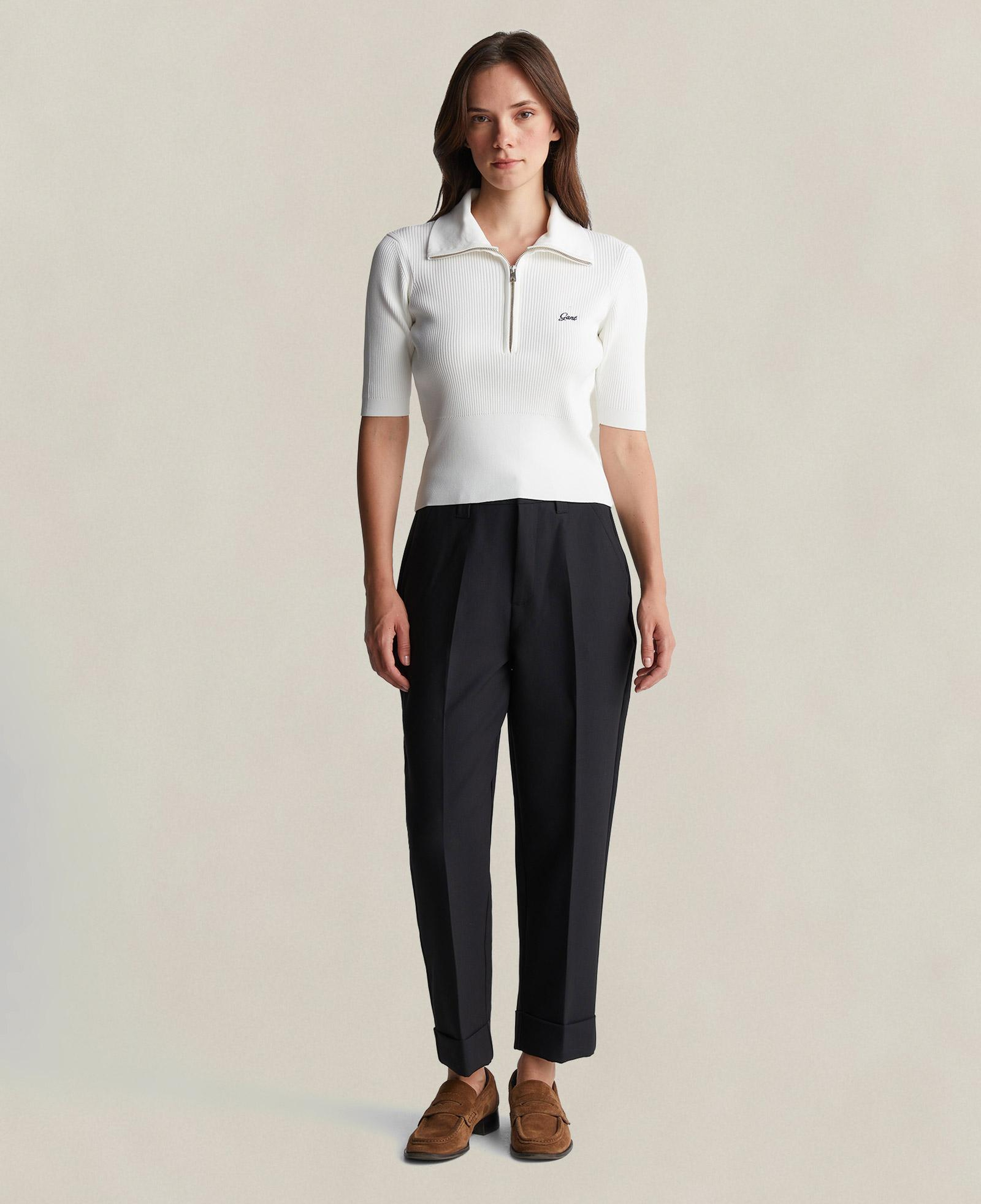 GANT Kadın Beyaz Slim Fit Yarım Kollu Triko