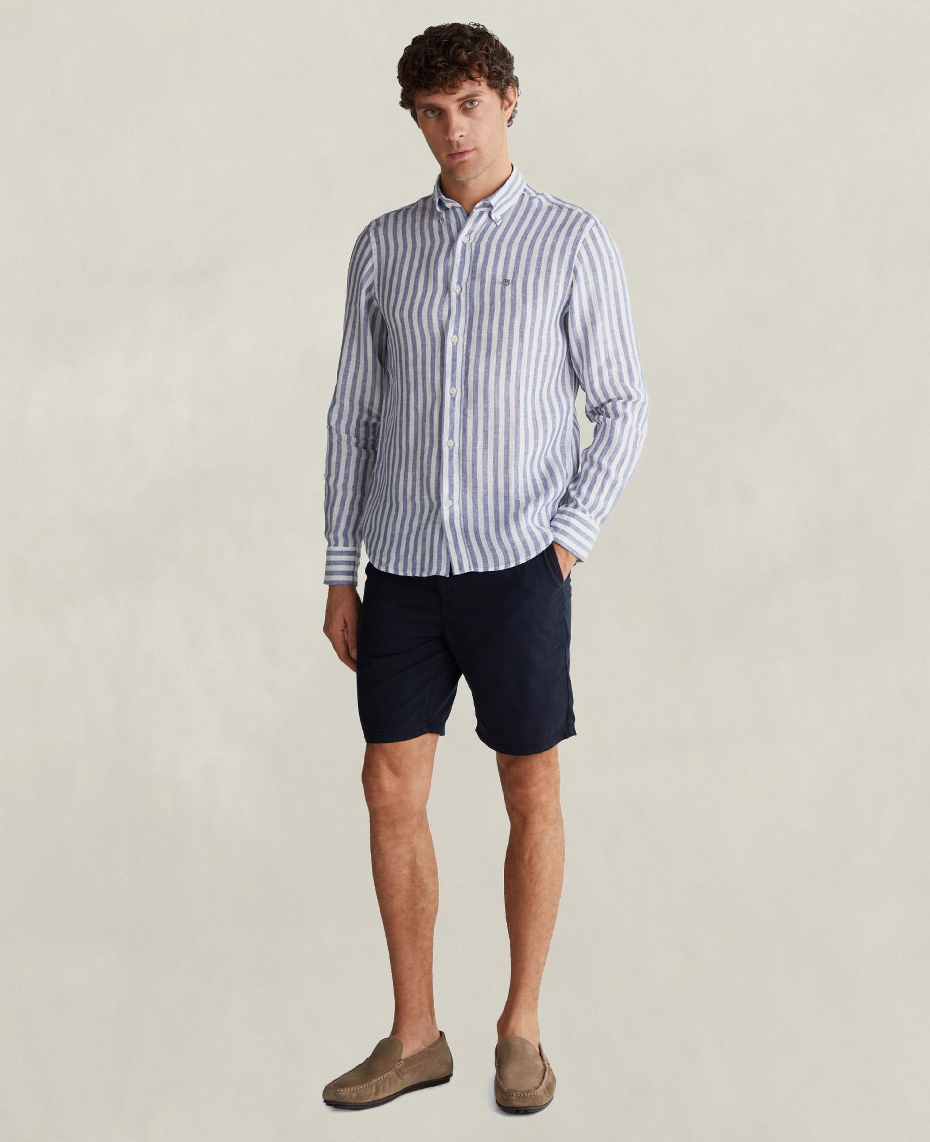 GANT Erkek Mavi Regular Fit Çizgili Logolu Gömlek
