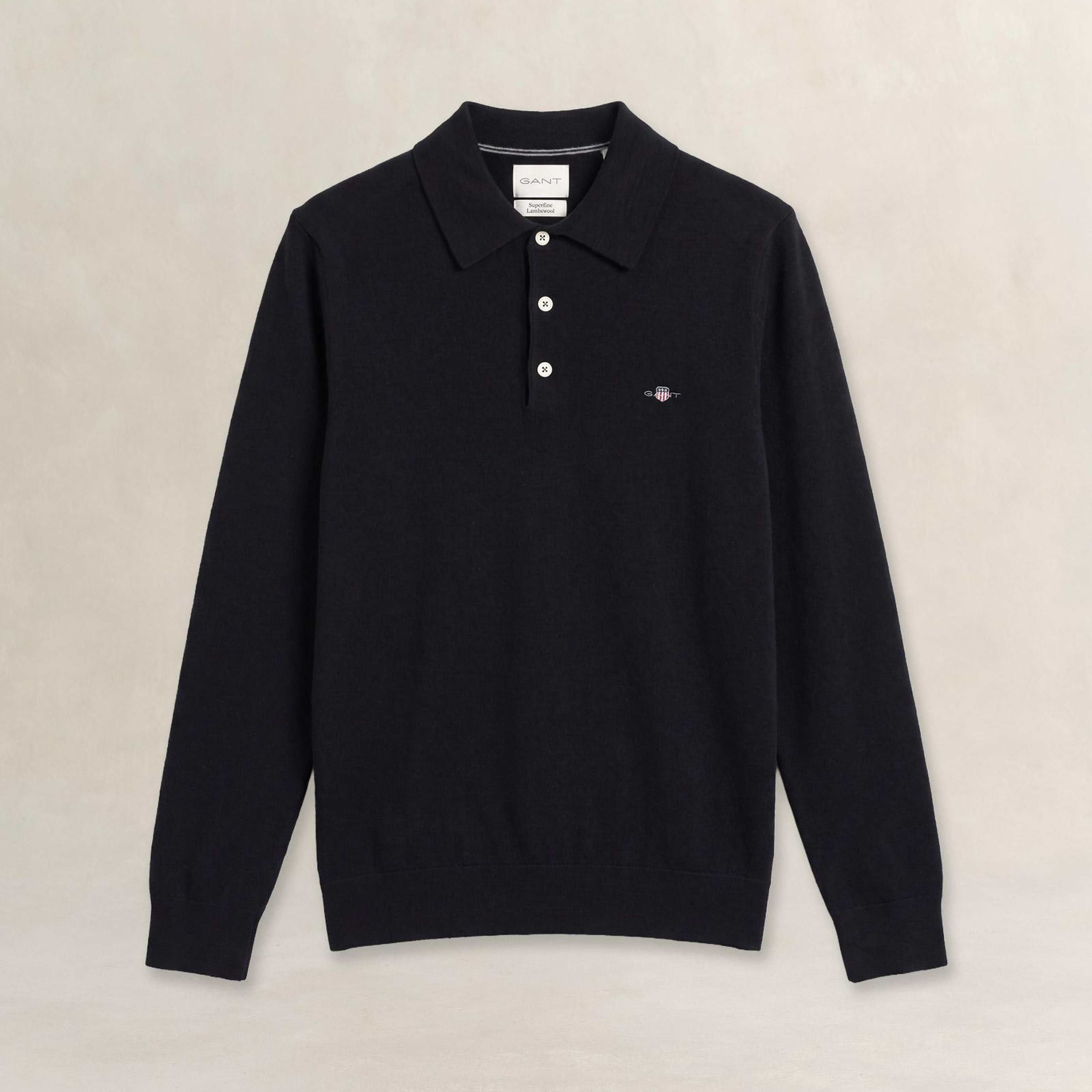 GANT Erkek Siyah Regular Fit Polo Kazak