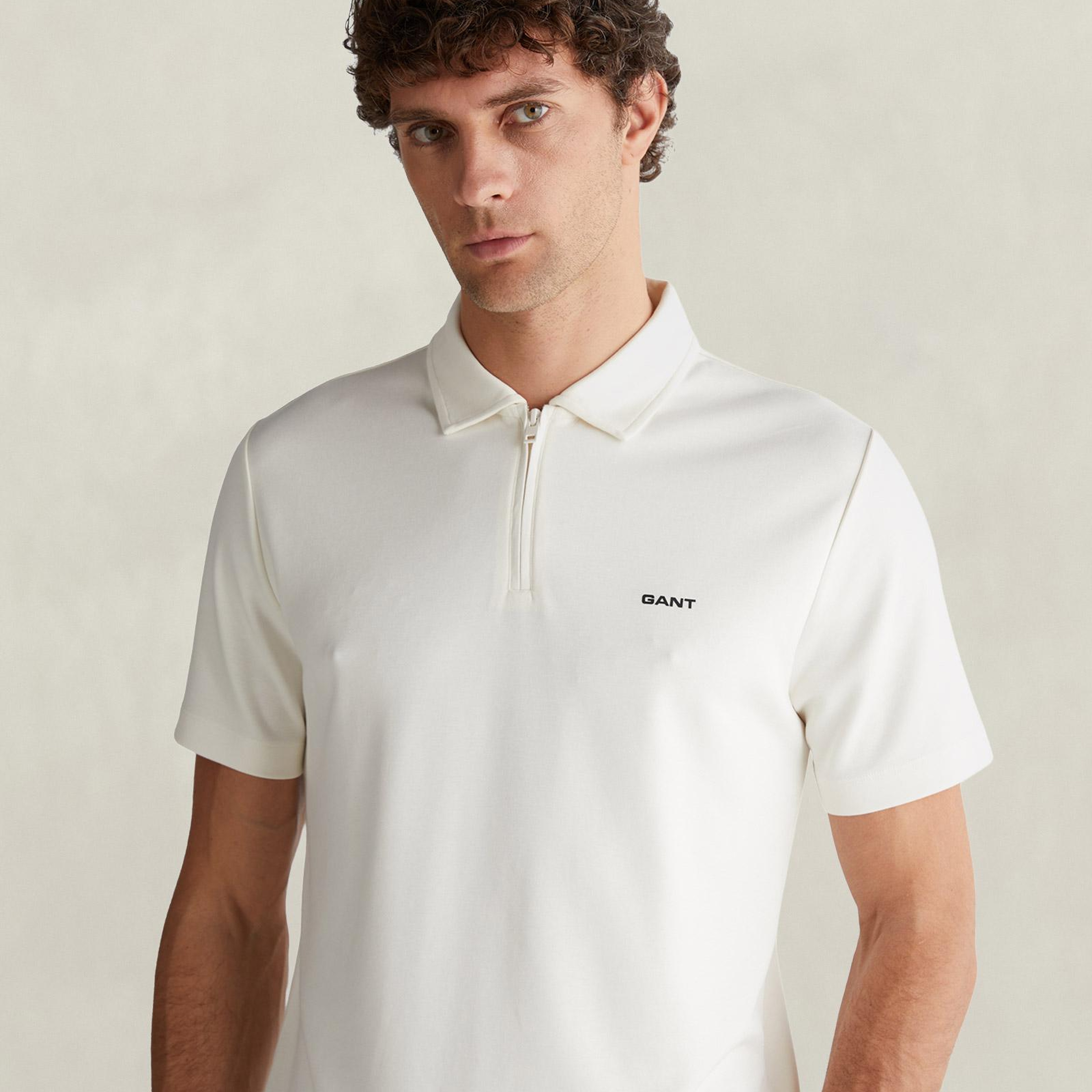 GANT Erkek Krem Regular Fit Polo Yaka T-Shirt