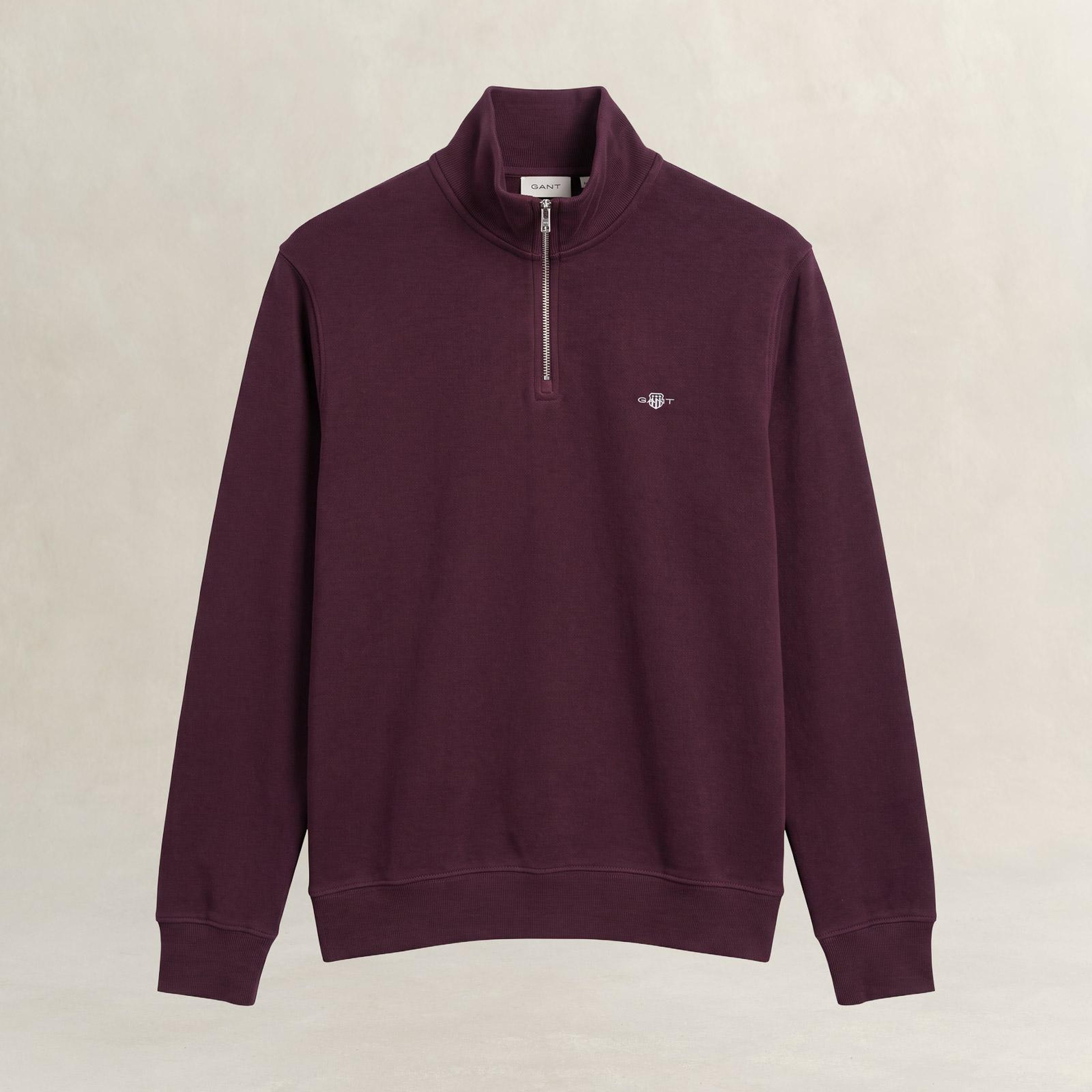 GANT Erkek Pembe Yarım Fermuarlı %100 Pamuk Sweatshirt