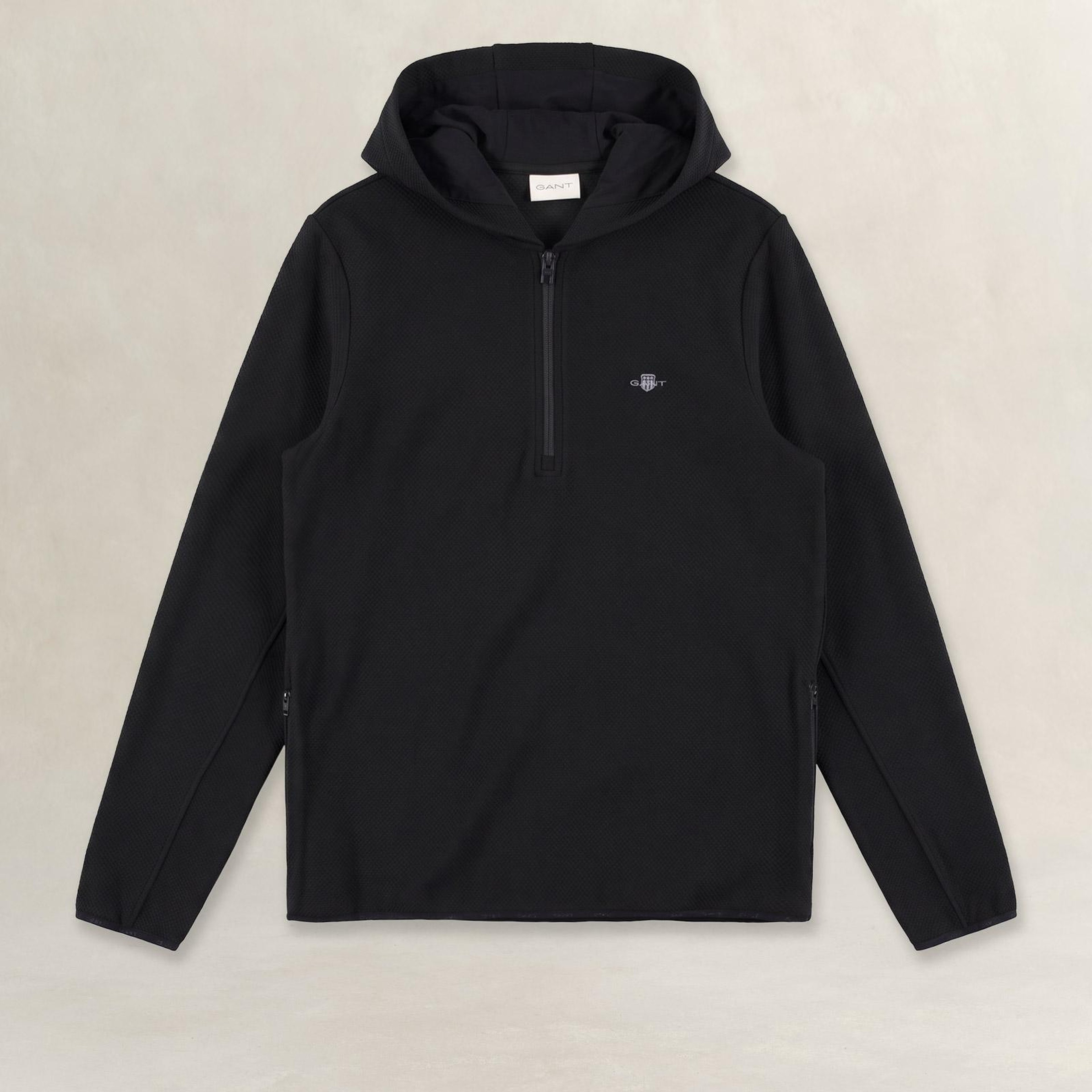 GANT Erkek Siyah Yarım Fermuarlı Sweatshirt