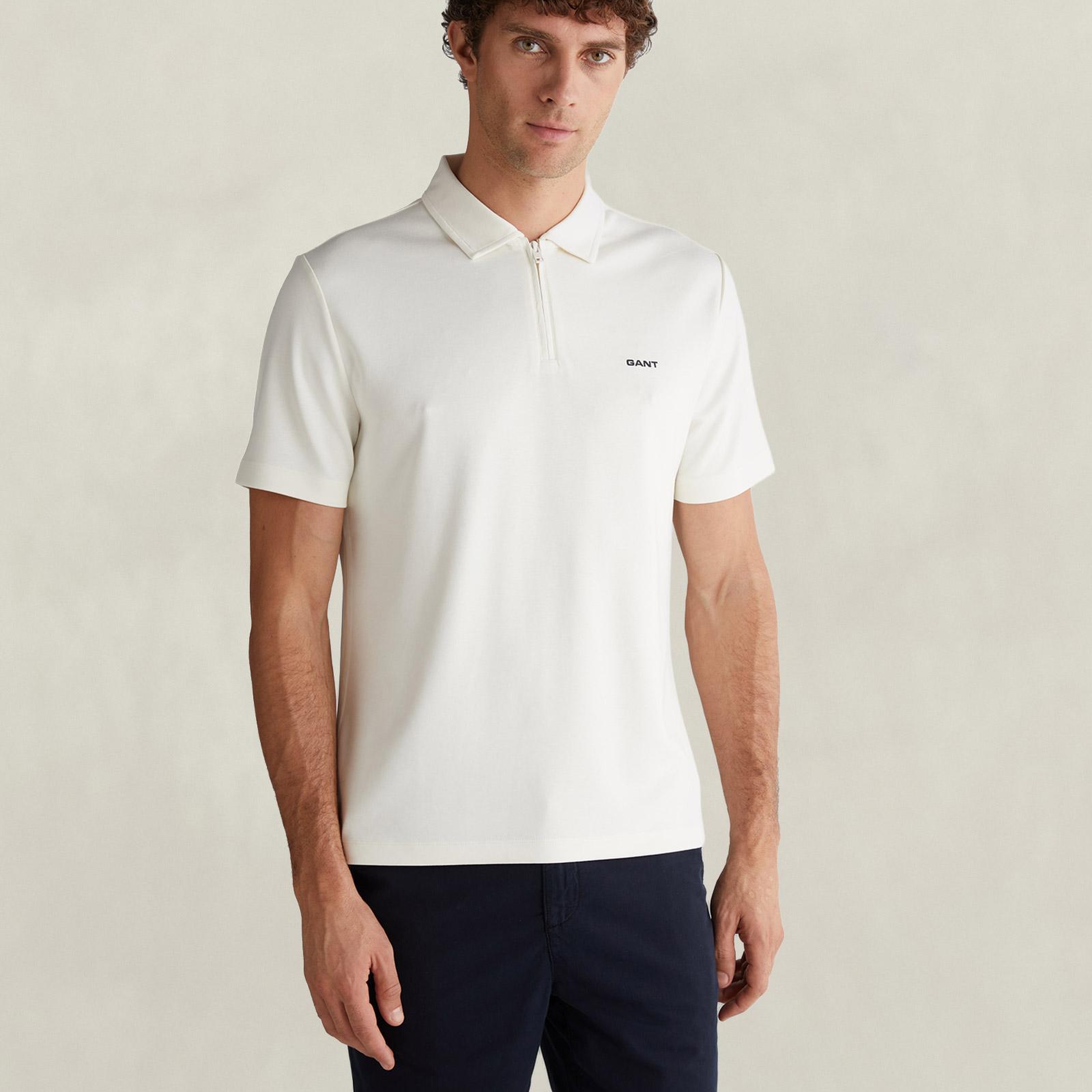 GANT Erkek Krem Regular Fit Polo Yaka T-Shirt