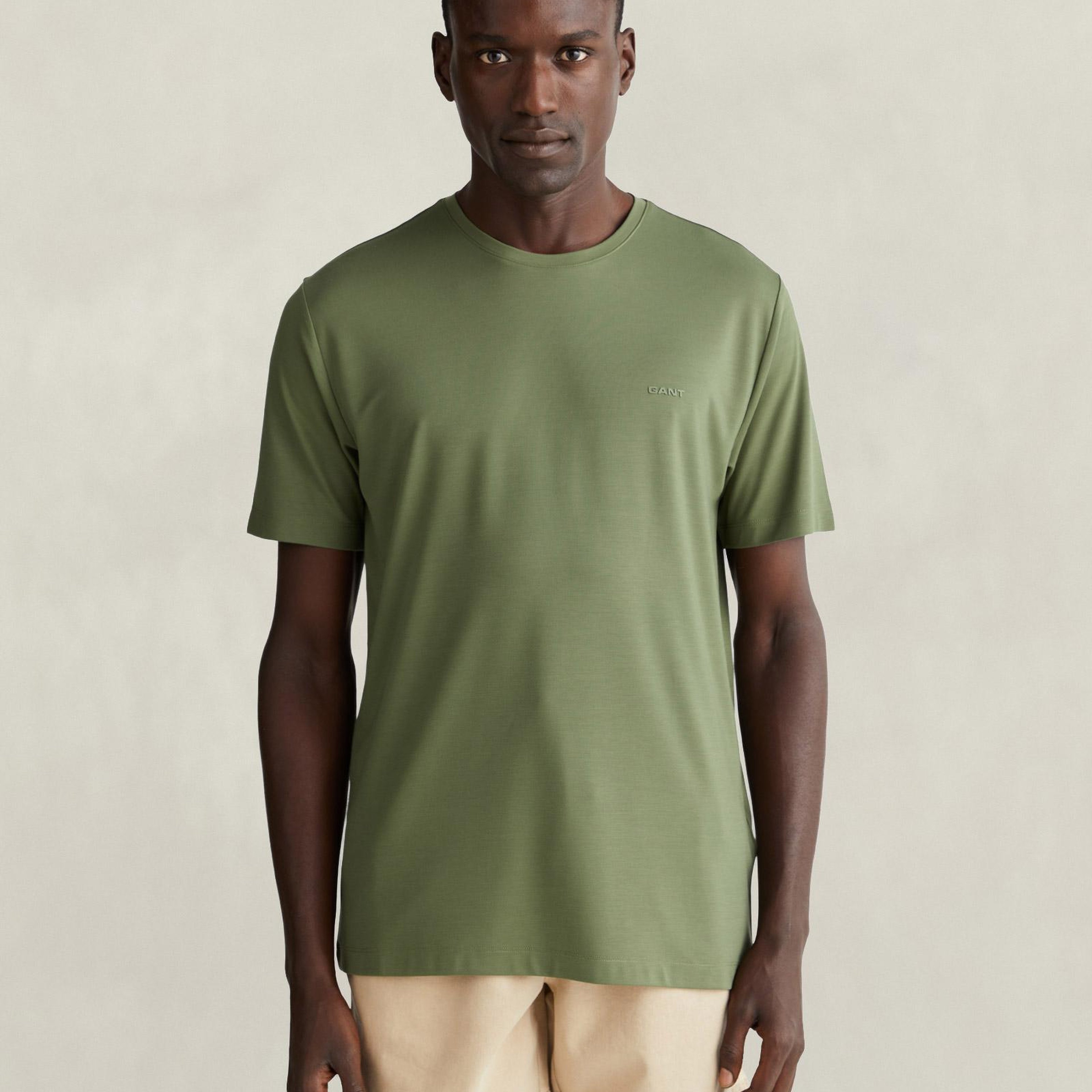 GANT Erkek Yeşil Bisiklet Yaka T-Shirt