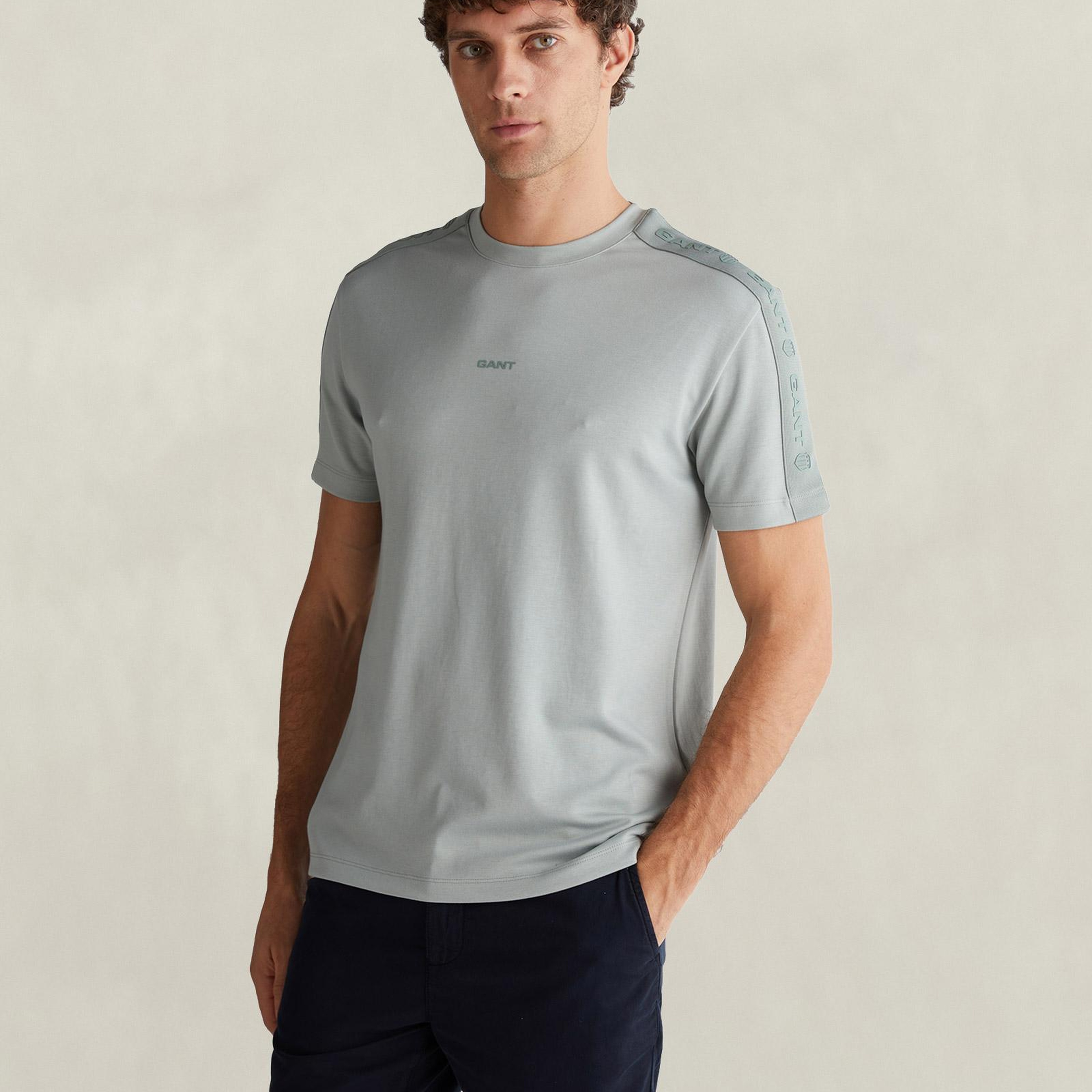 GANT Erkek Yeşil Bisiklet Yaka T-Shirt