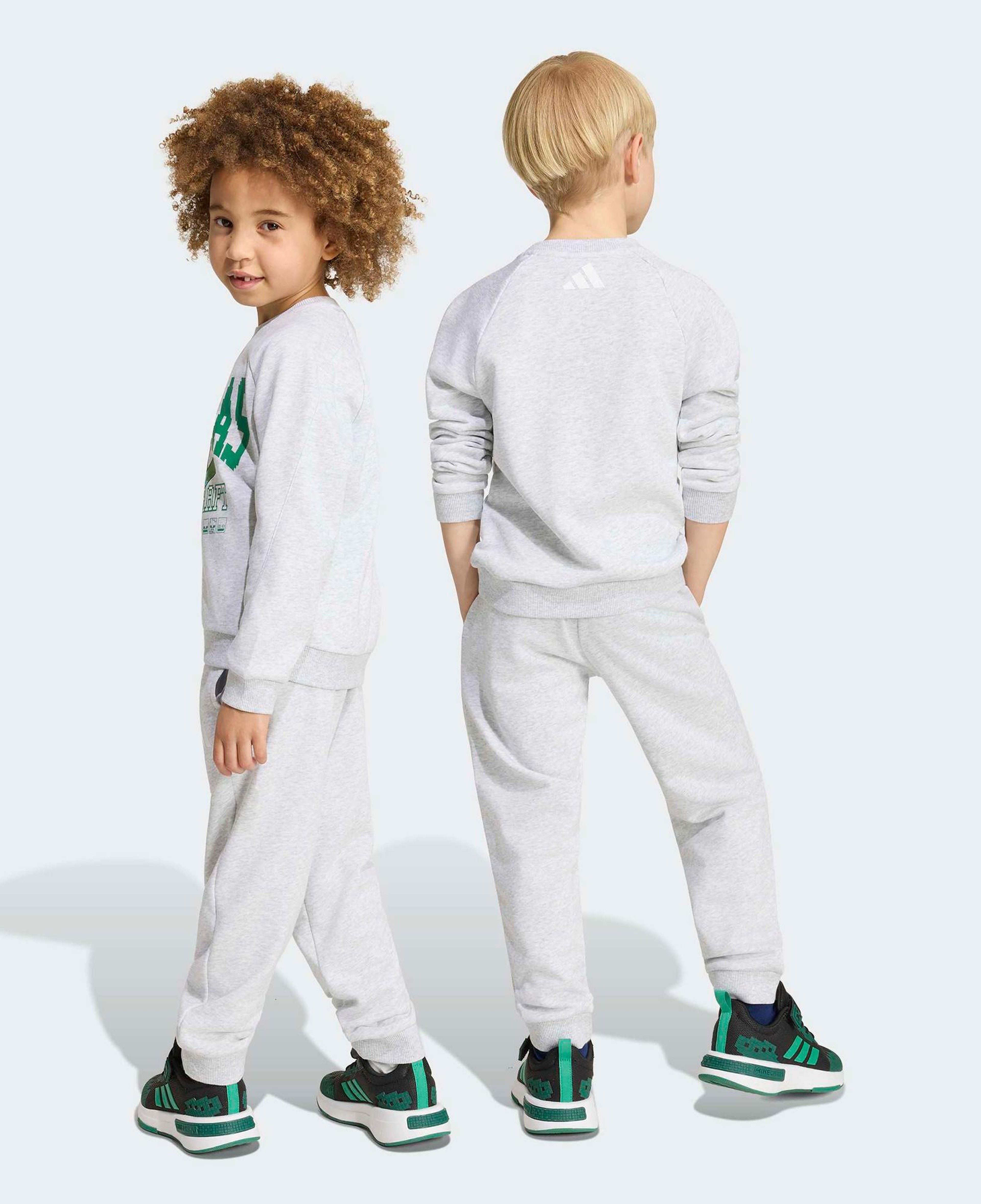 adidas Little Kids Minecraft Jog Set Çocuk Gri Eşofman Takımı