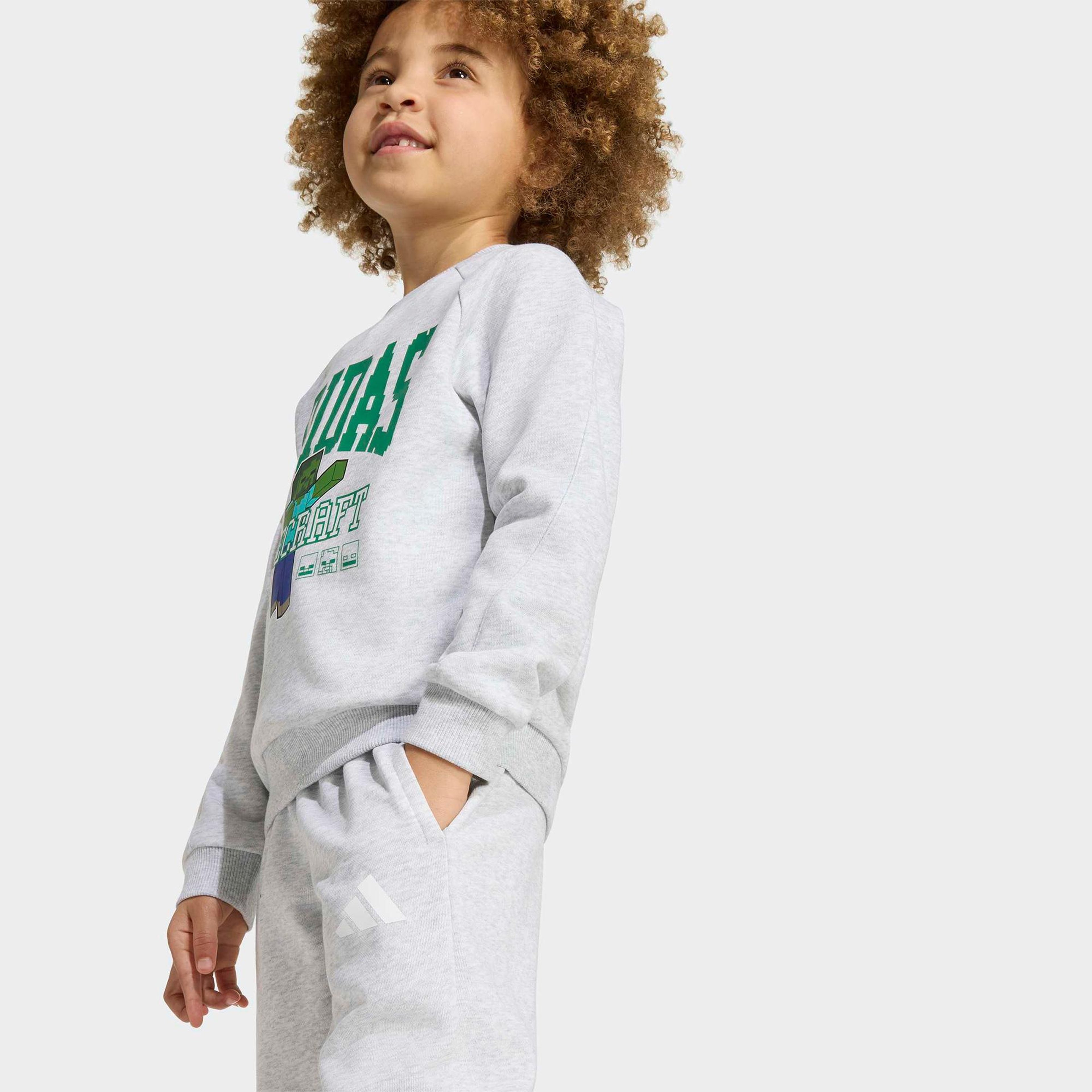 adidas Little Kids Minecraft Jog Set Çocuk Gri Eşofman Takımı