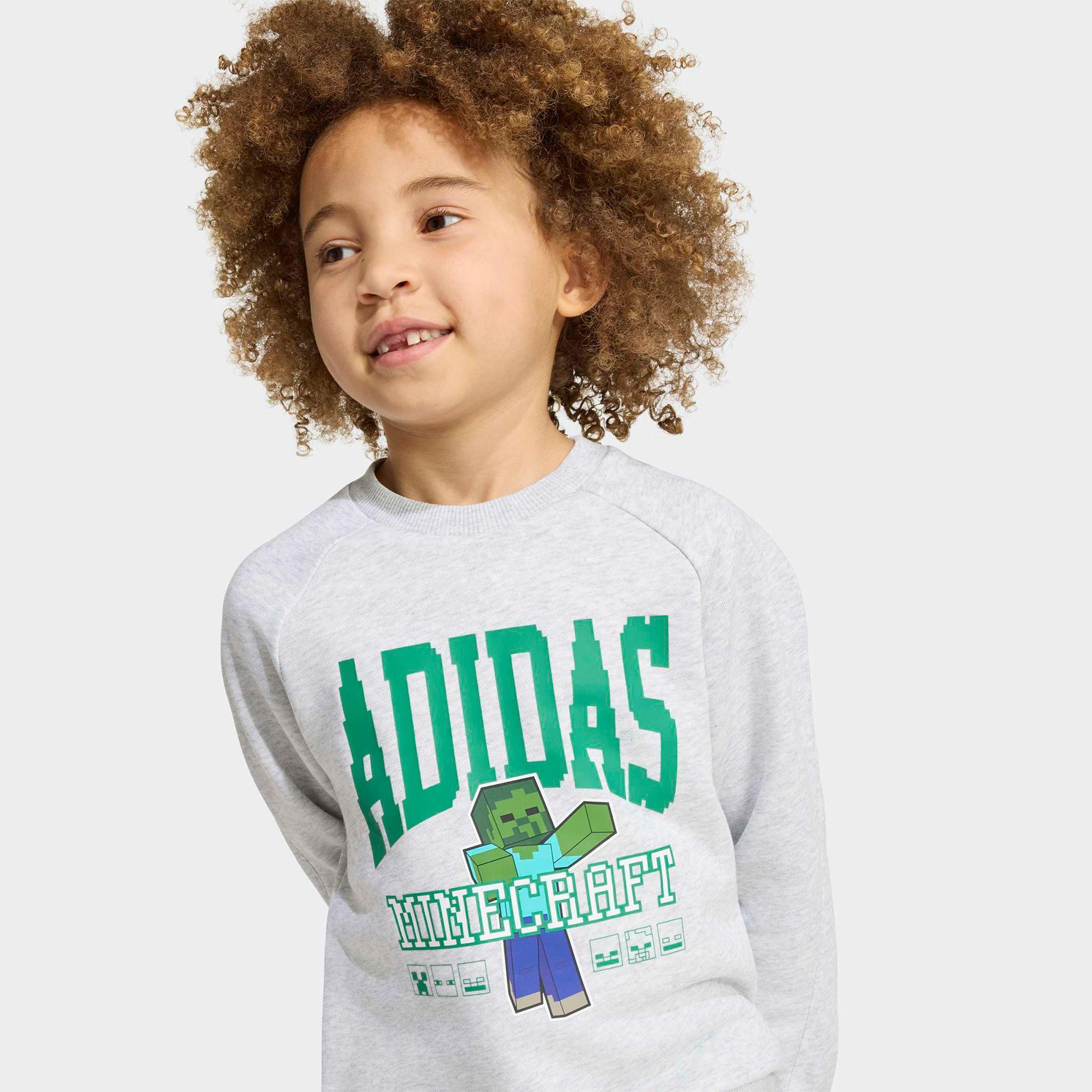adidas Little Kids Minecraft Jog Set Çocuk Gri Eşofman Takımı
