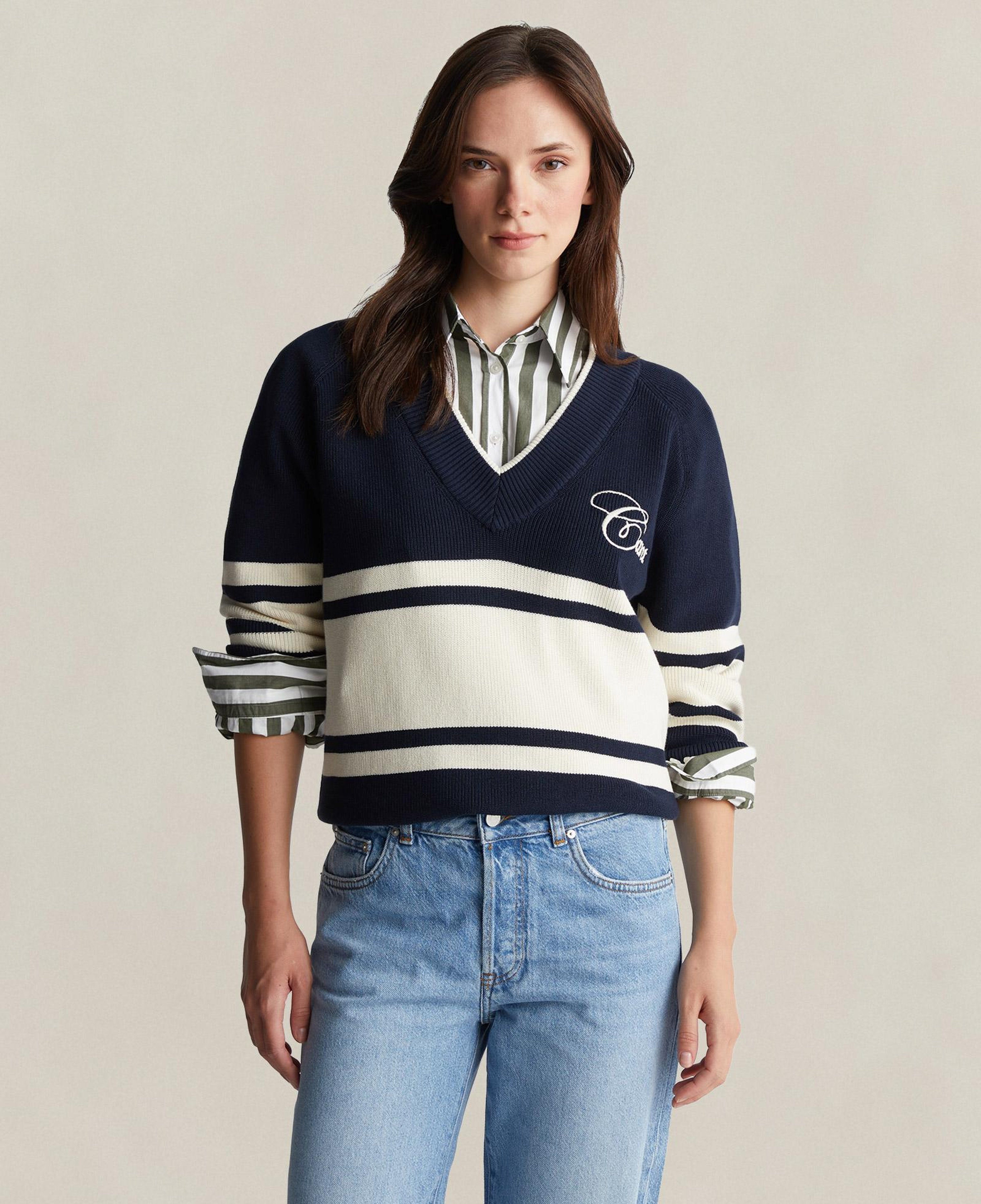 GANT Kadın Relaxed Fit V Yaka Kolej Kazak