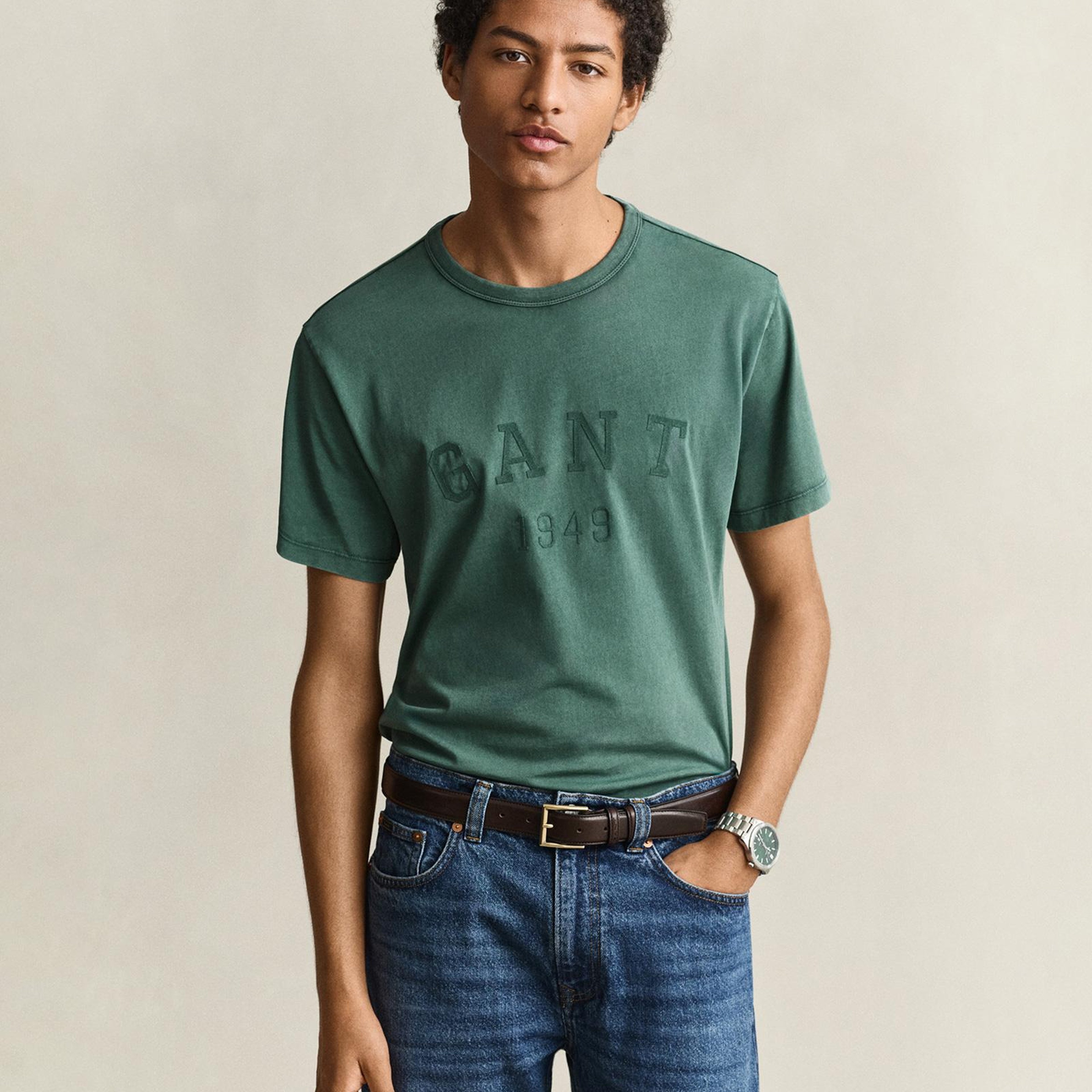 GANT Erkek Yeşil Regular Fit %100 Pamuk T-Shirt