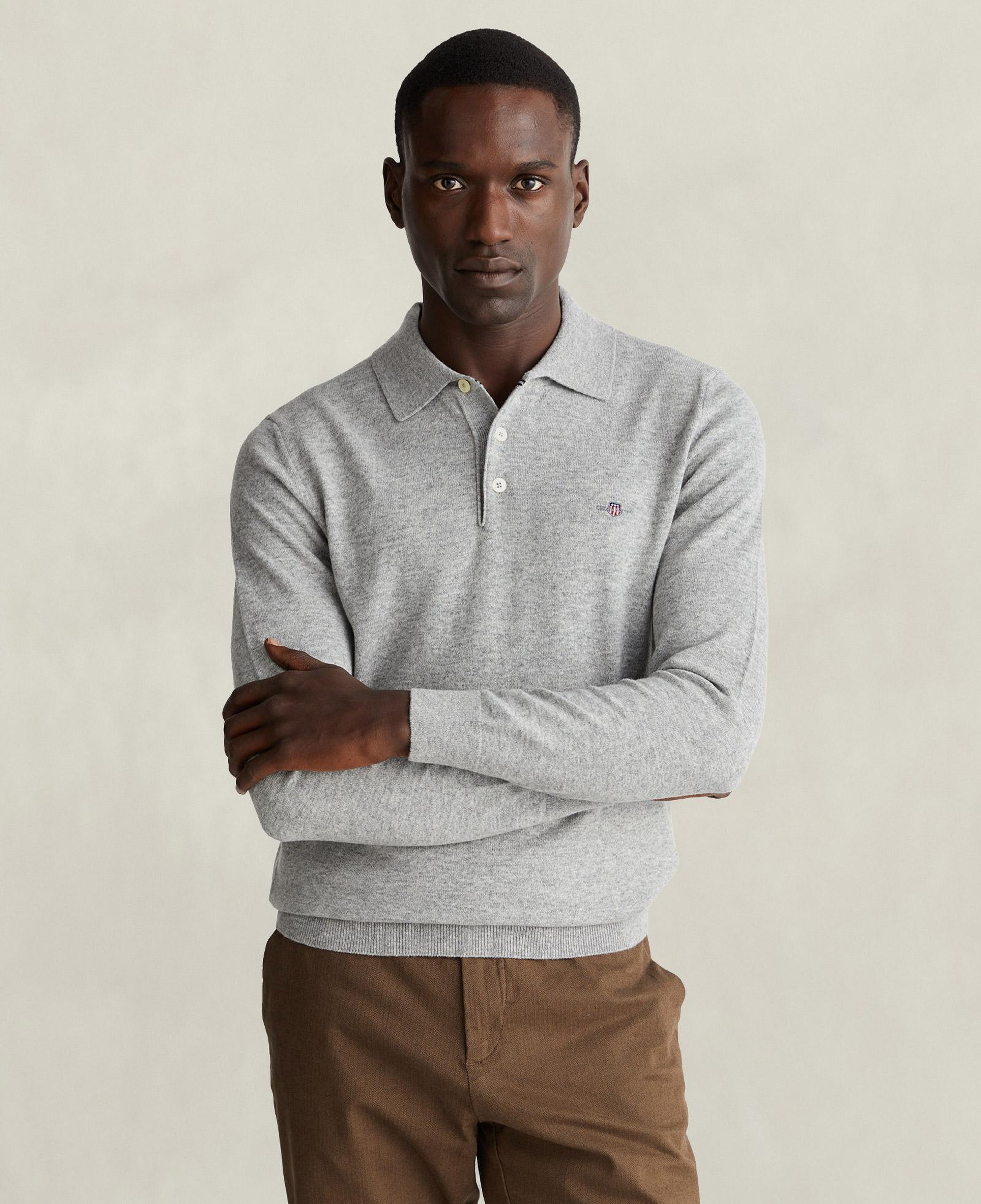 GANT Erkek Gri Regular Fit Polo Kazak