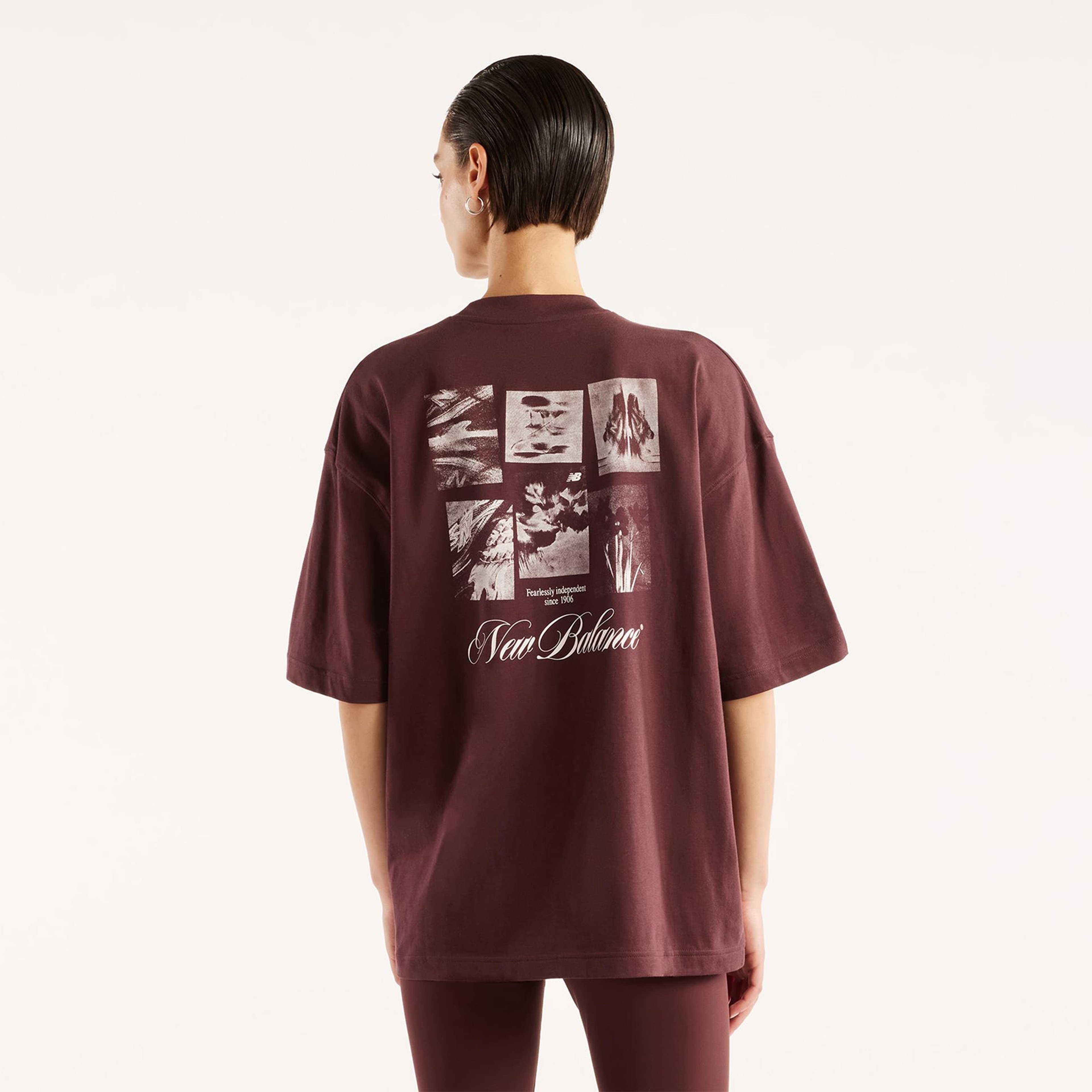New Balance Pressed Flowers Memories Oversized Kadın Kahverengi T-Shirt