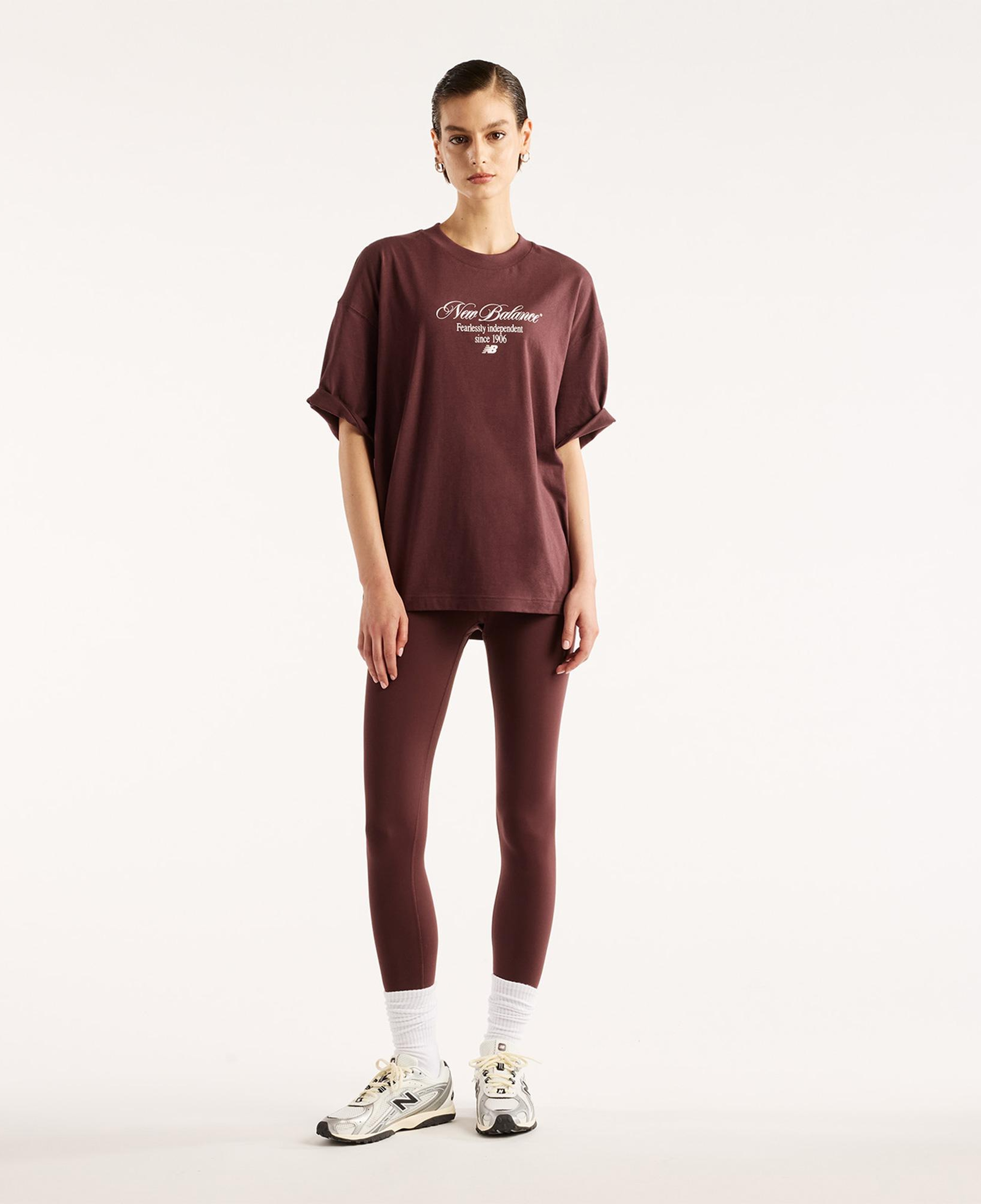 New Balance Pressed Flowers Memories Oversized Kadın Kahverengi T-Shirt