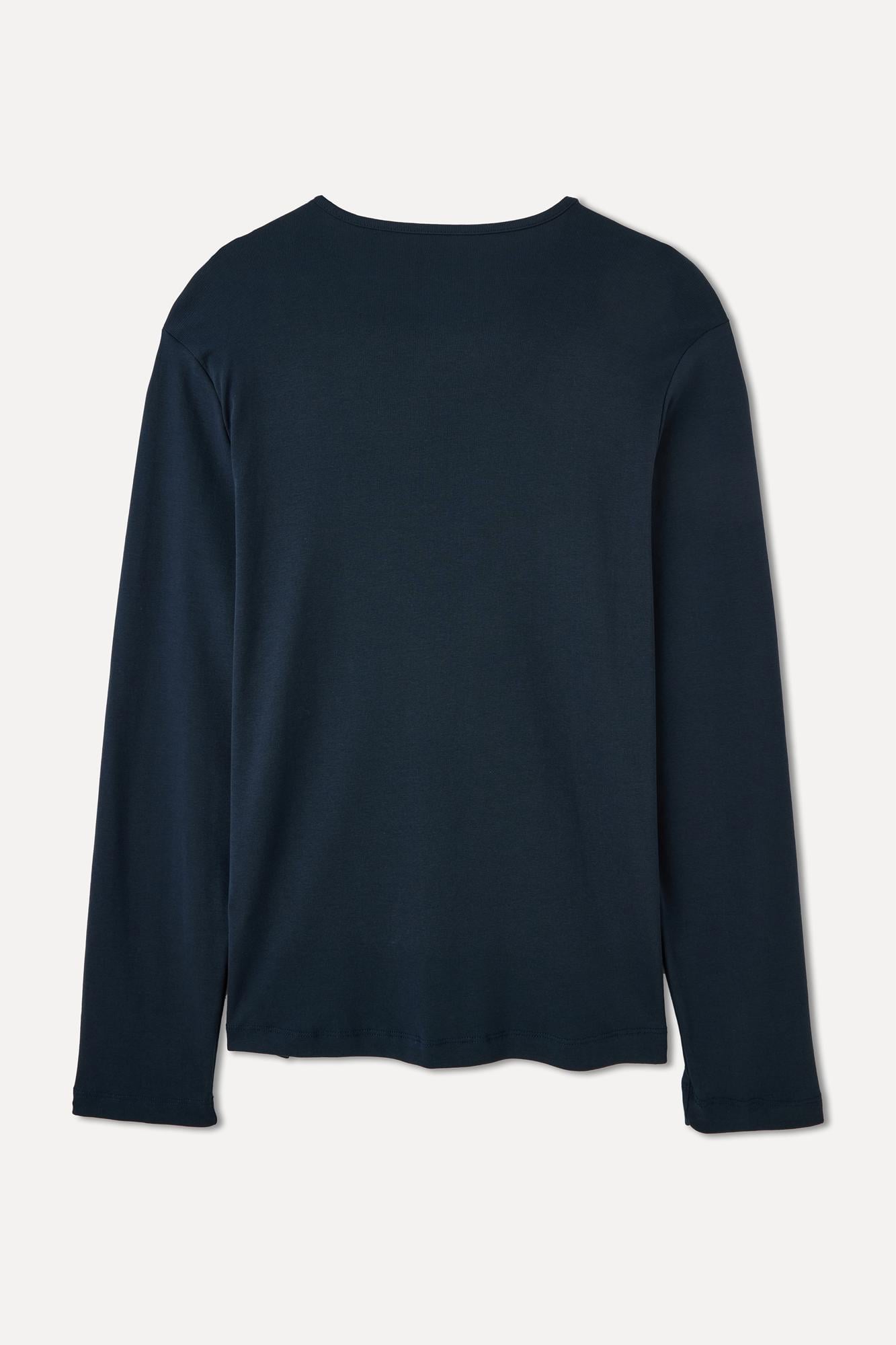 Erkek Lacivert Bisiklet Yaka Uzun Kollu T-Shirt