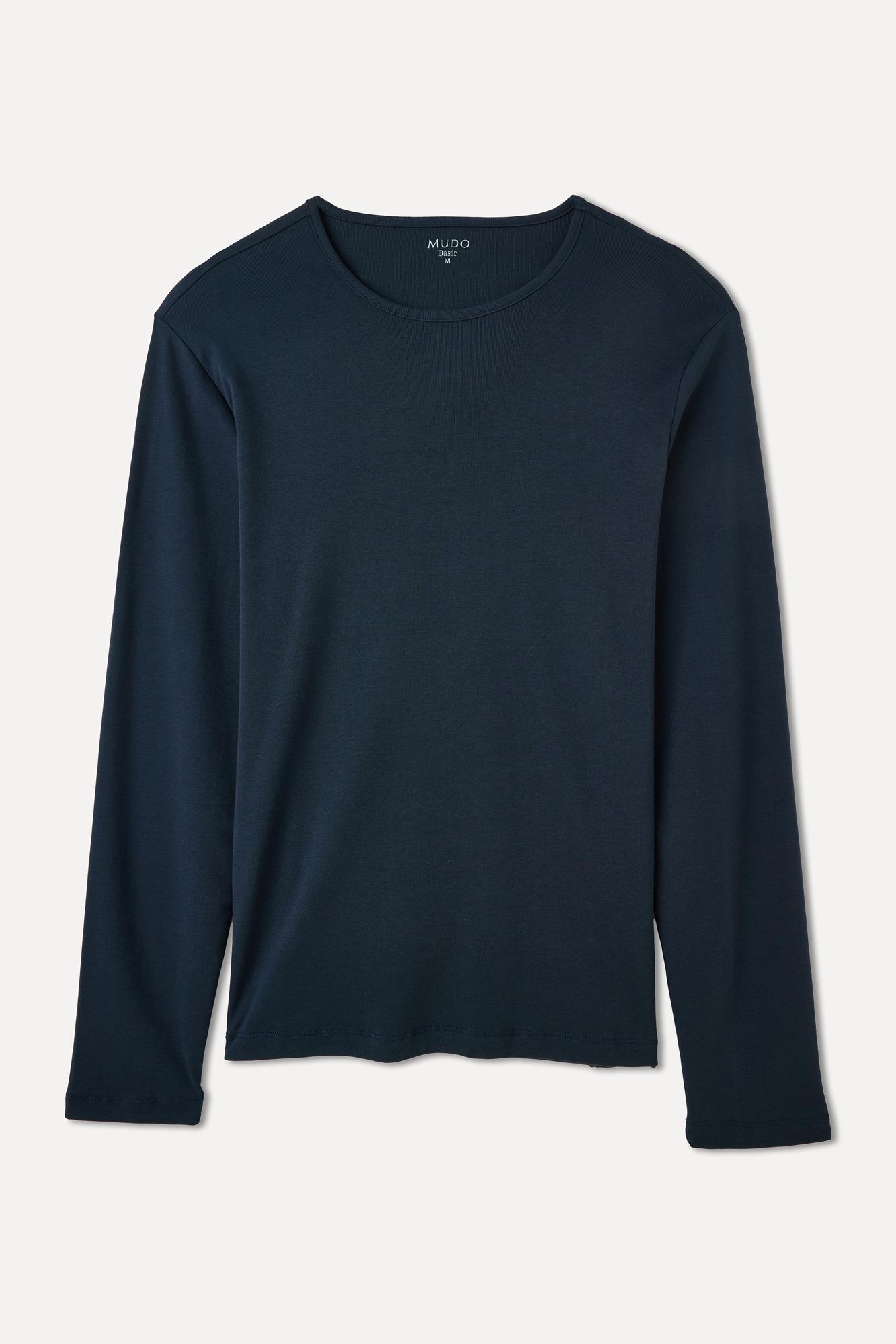 Erkek Lacivert Bisiklet Yaka Uzun Kollu T-Shirt