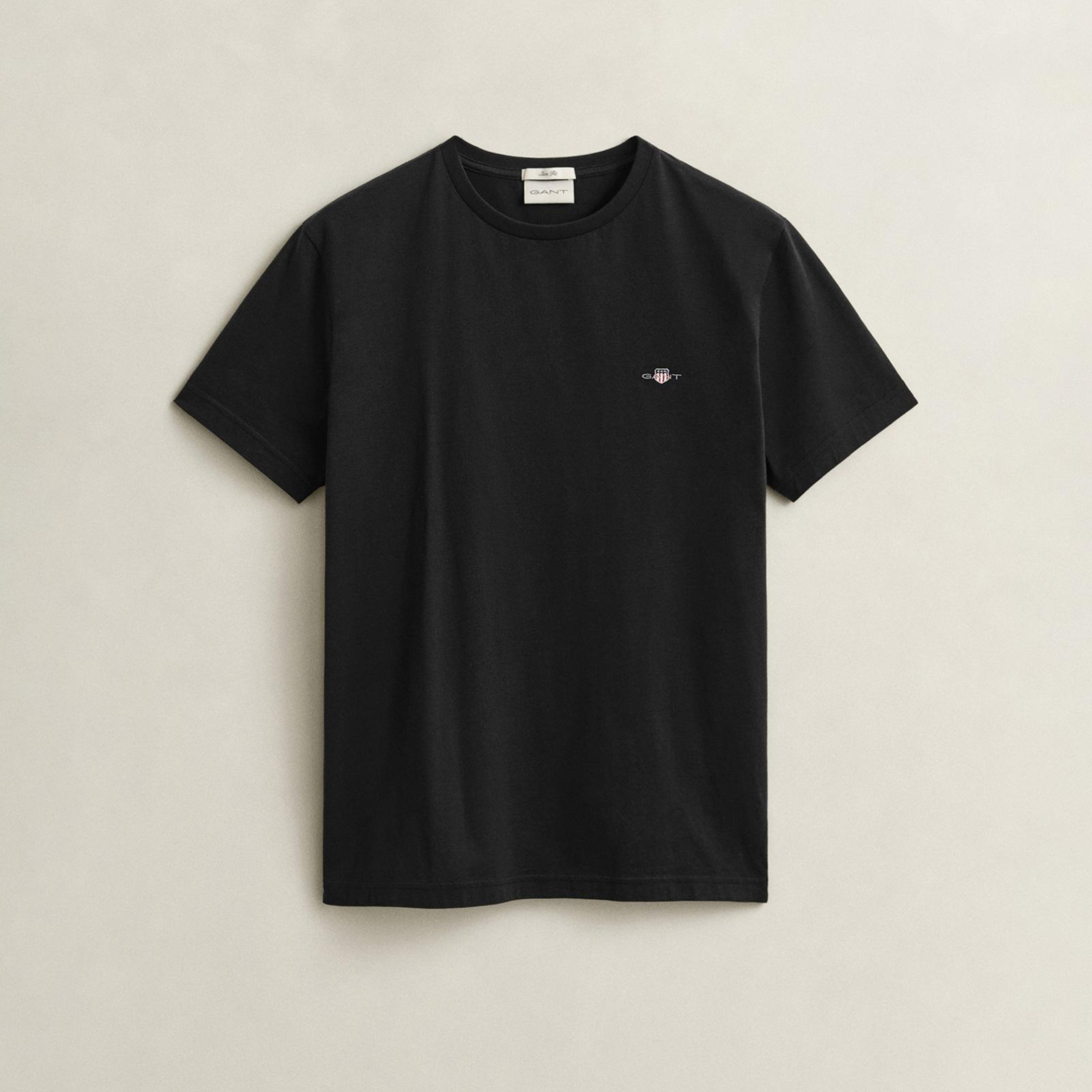 GANT Erkek Siyah Slim Fit T-Shirt