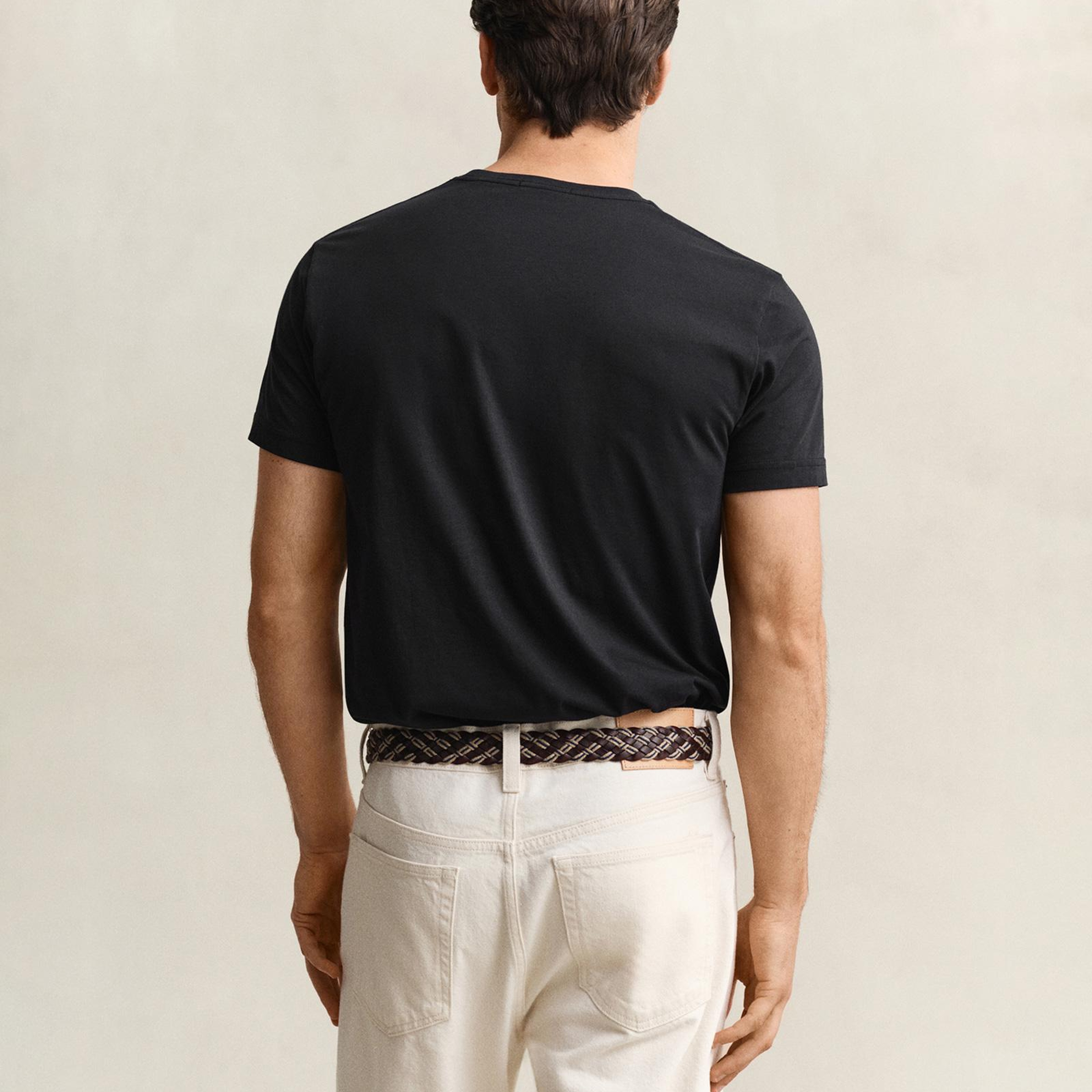 GANT Erkek Siyah Slim Fit T-Shirt