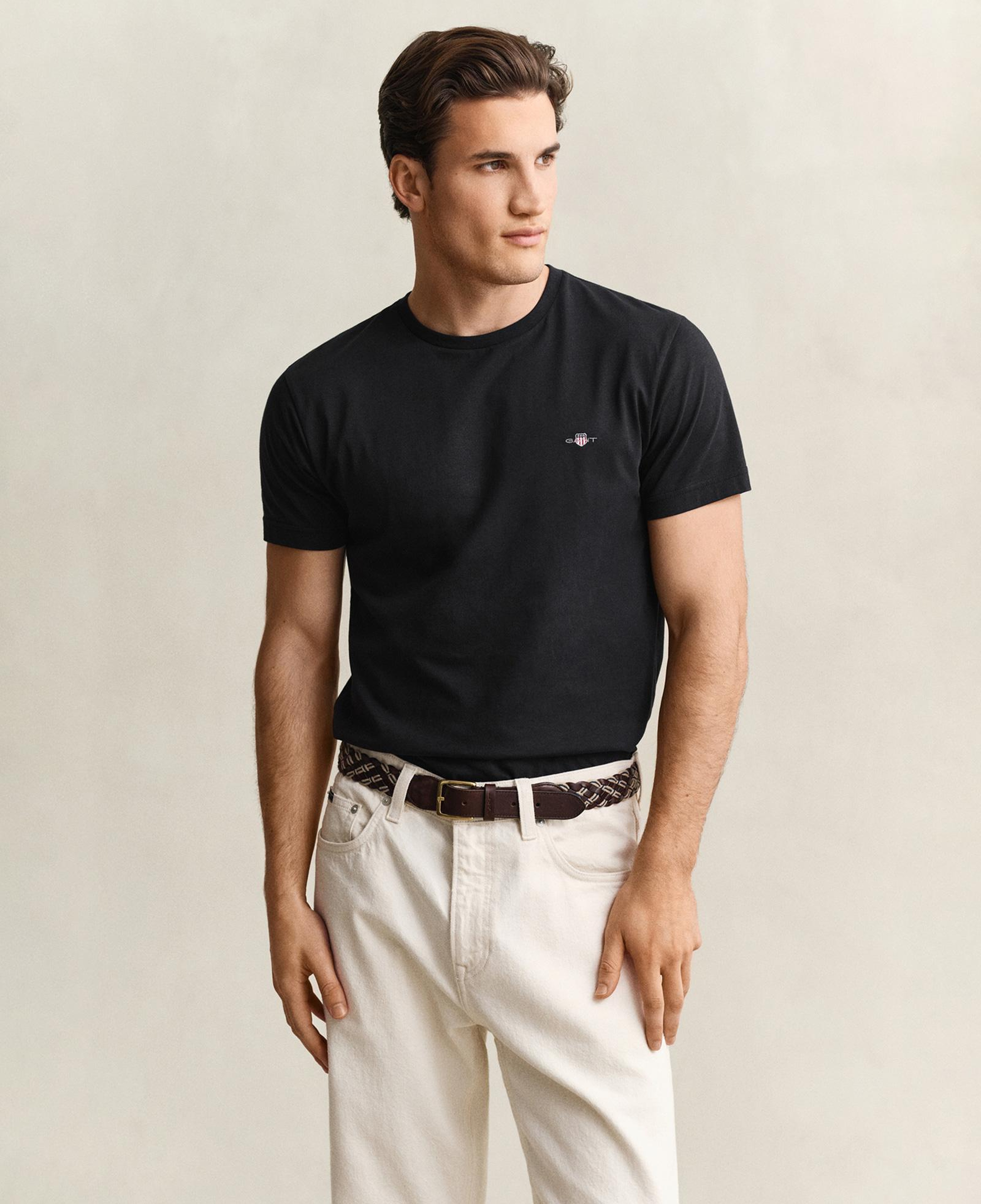 GANT Erkek Siyah Slim Fit T-Shirt