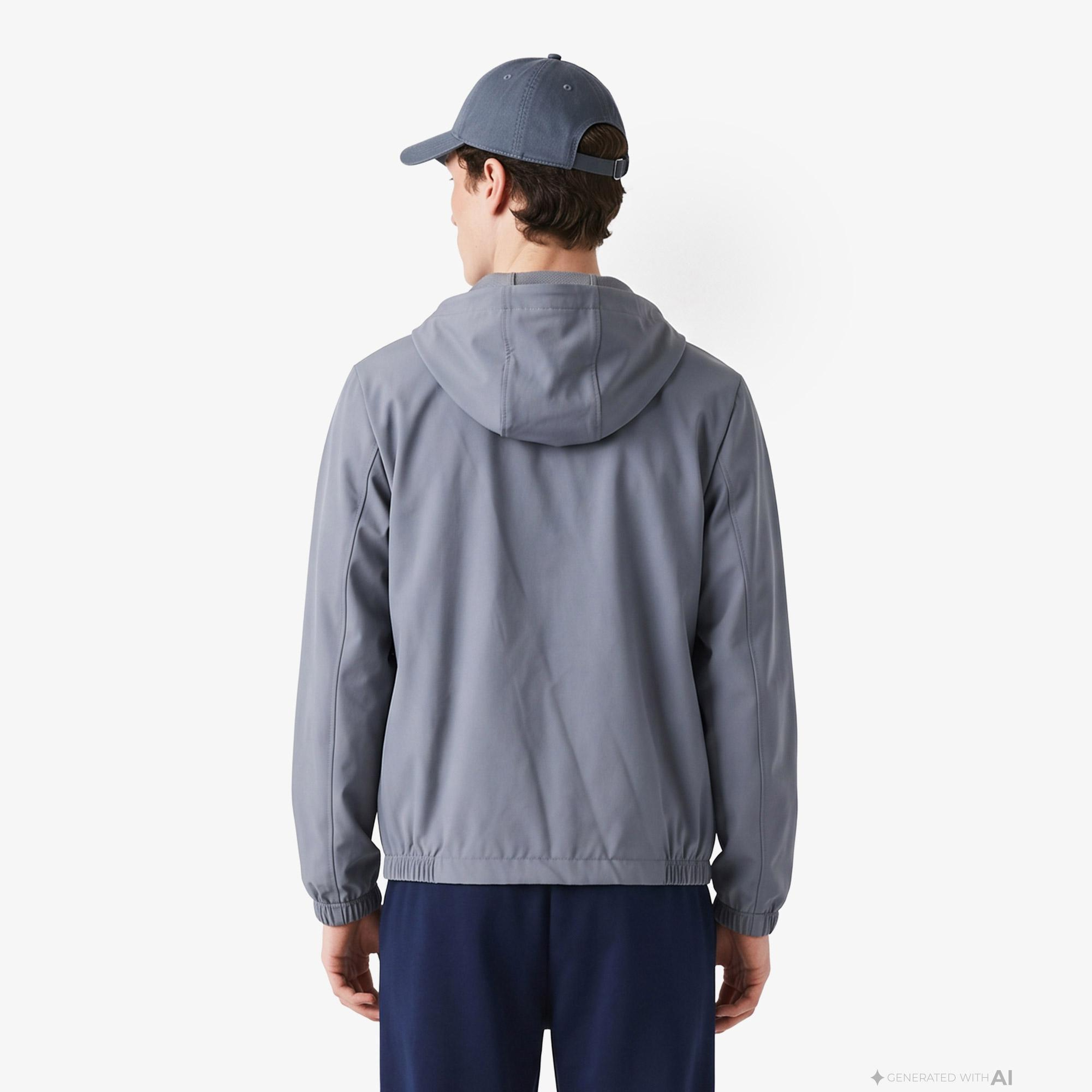 Erkek Regular Fit Kapüşonlu Koyu Gri Mont