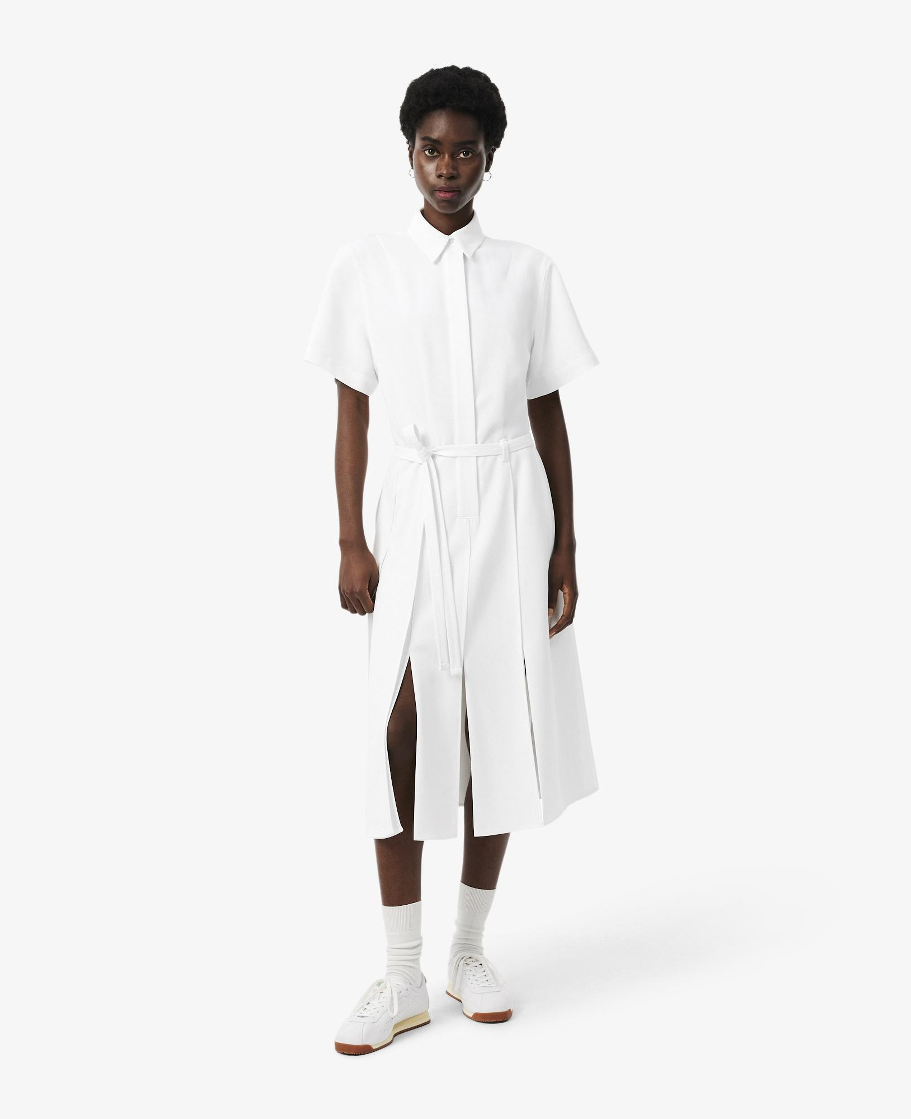 Kadın Flare Fit Kısa Kollu Polo Yaka Krem Elbise