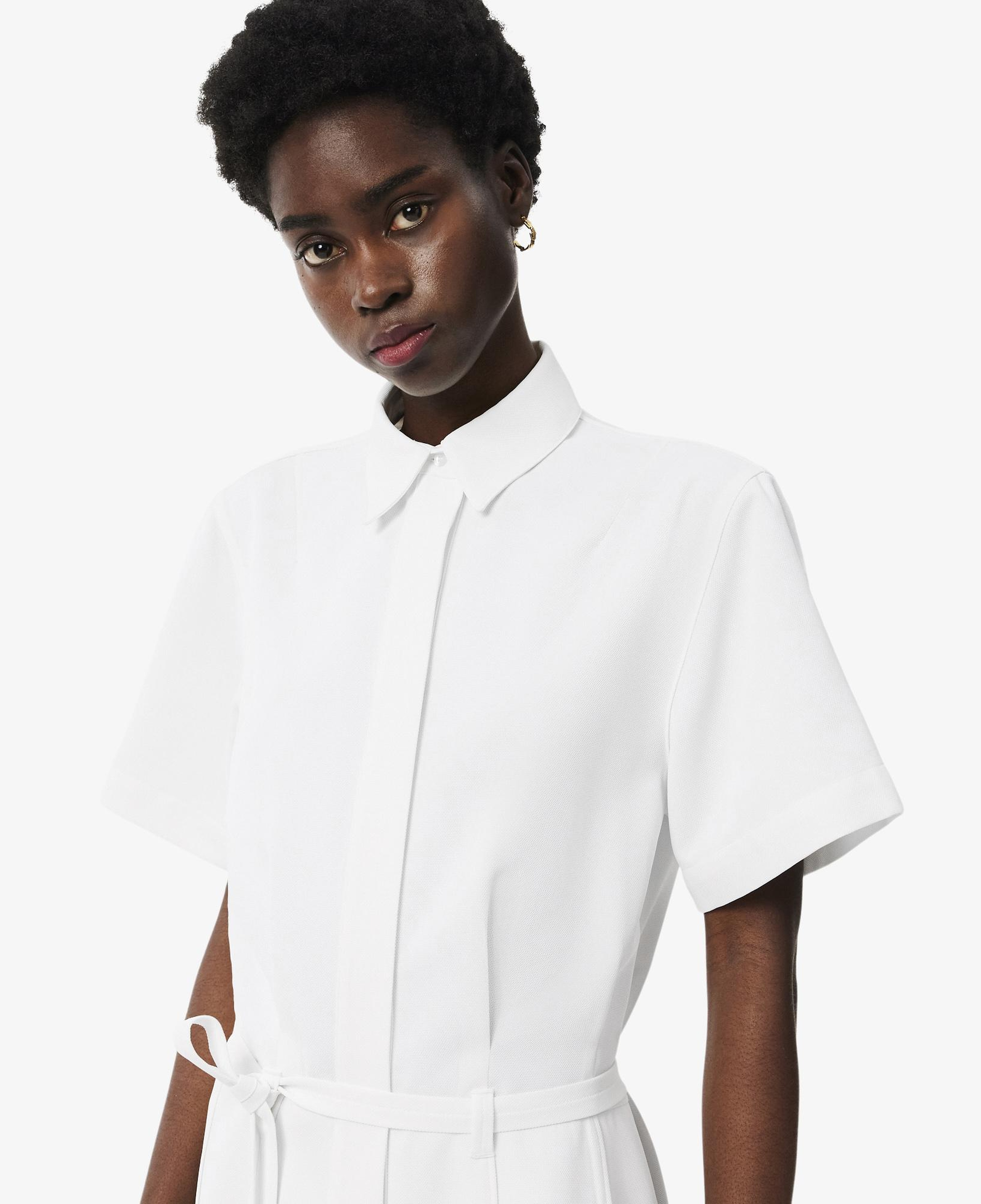 Kadın Flare Fit Kısa Kollu Polo Yaka Krem Elbise