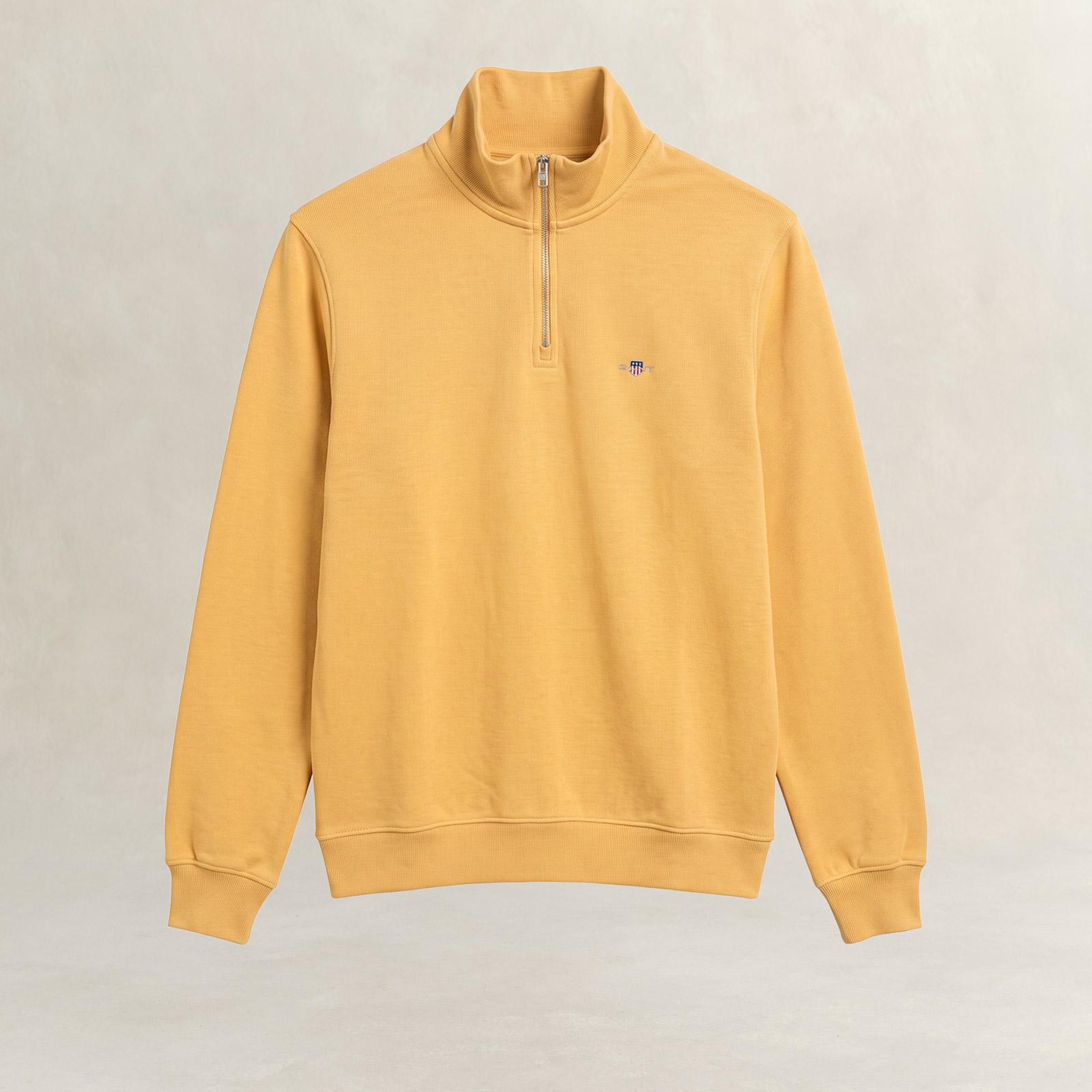 GANT Erkek Sarı Yarım Fermuarlı %100 Pamuk Sweatshirt