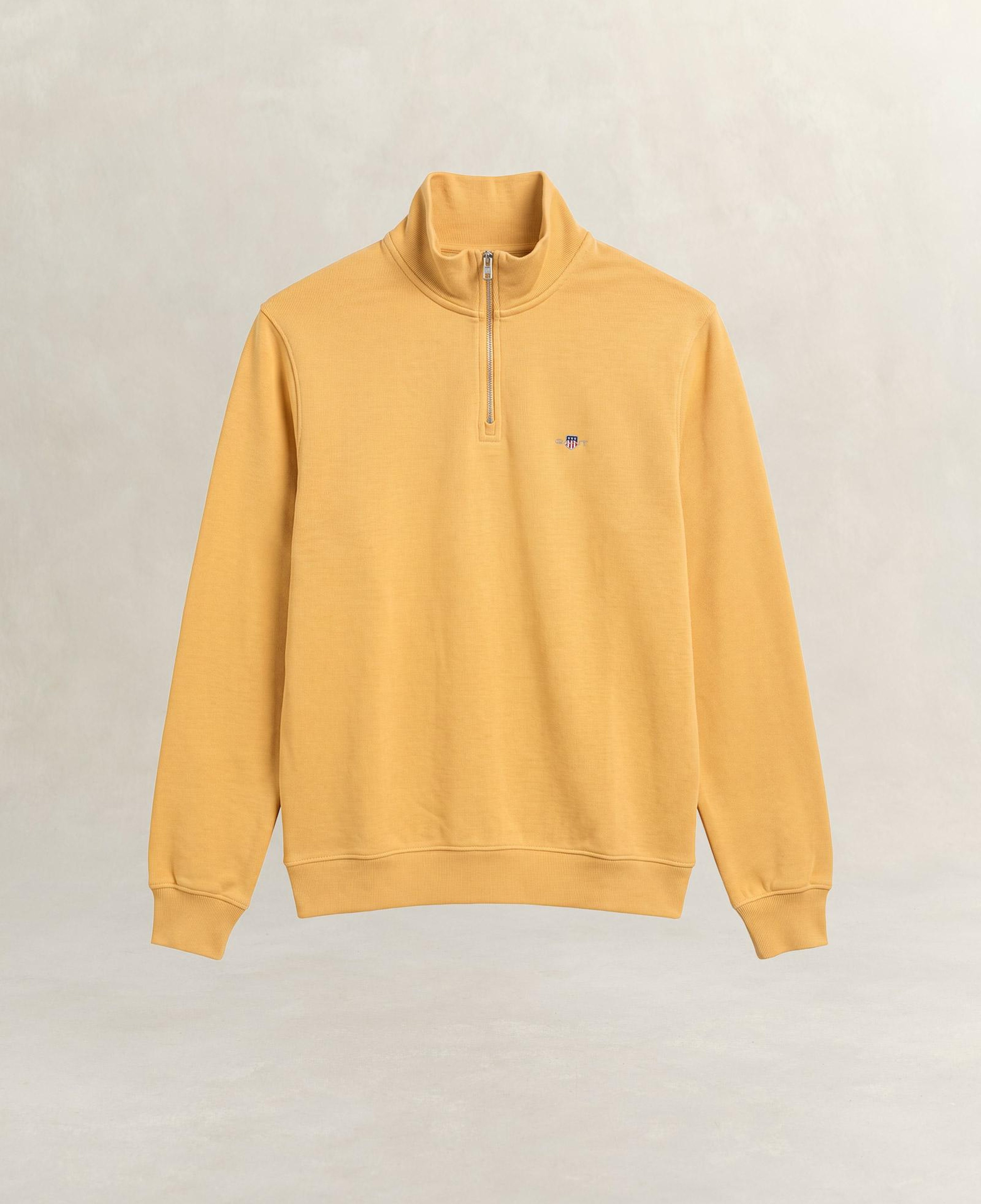 GANT Erkek Sarı Yarım Fermuarlı %100 Pamuk Sweatshirt