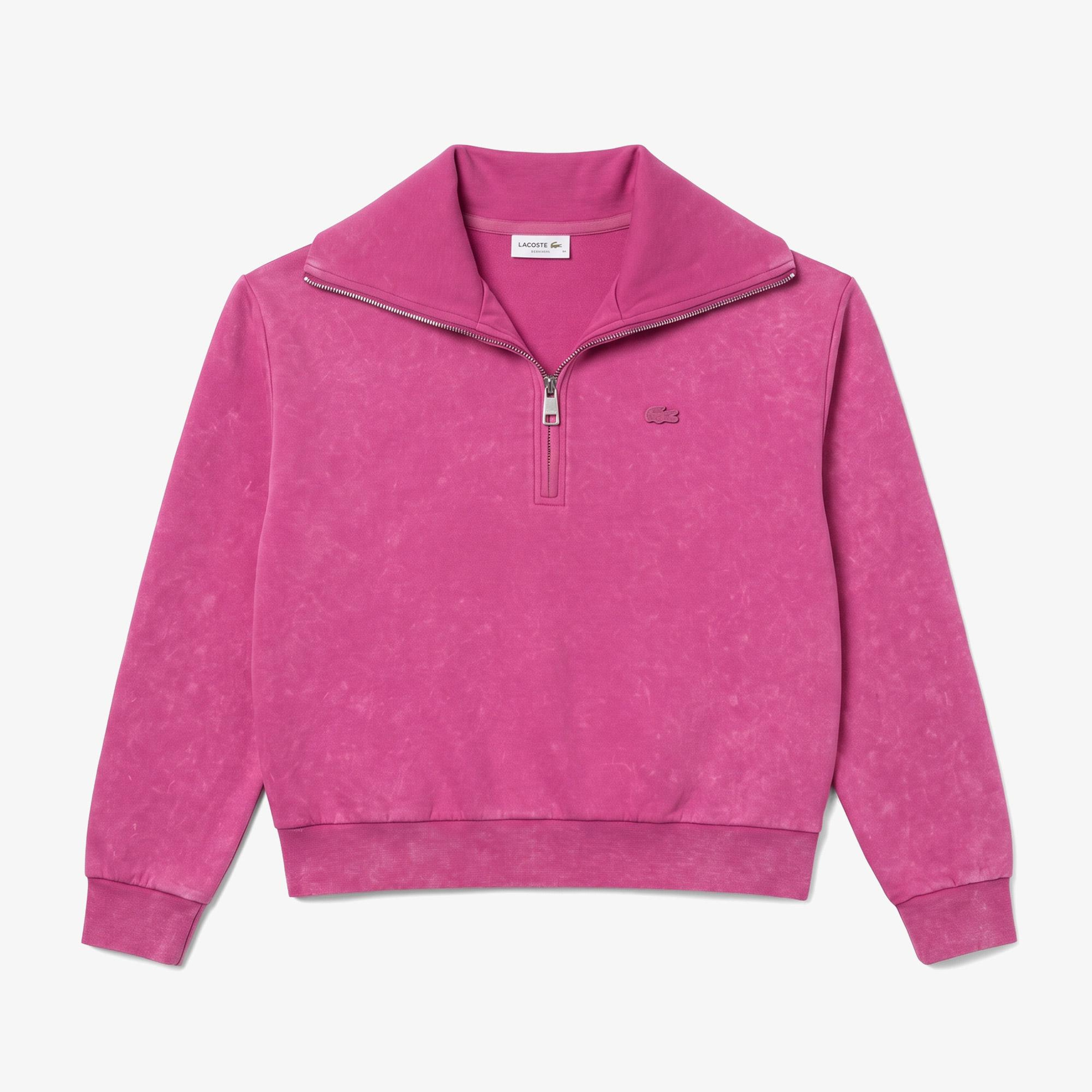 Kadın Relaxed Fit Yarım Fermuarlı Pembe Sweatshirt