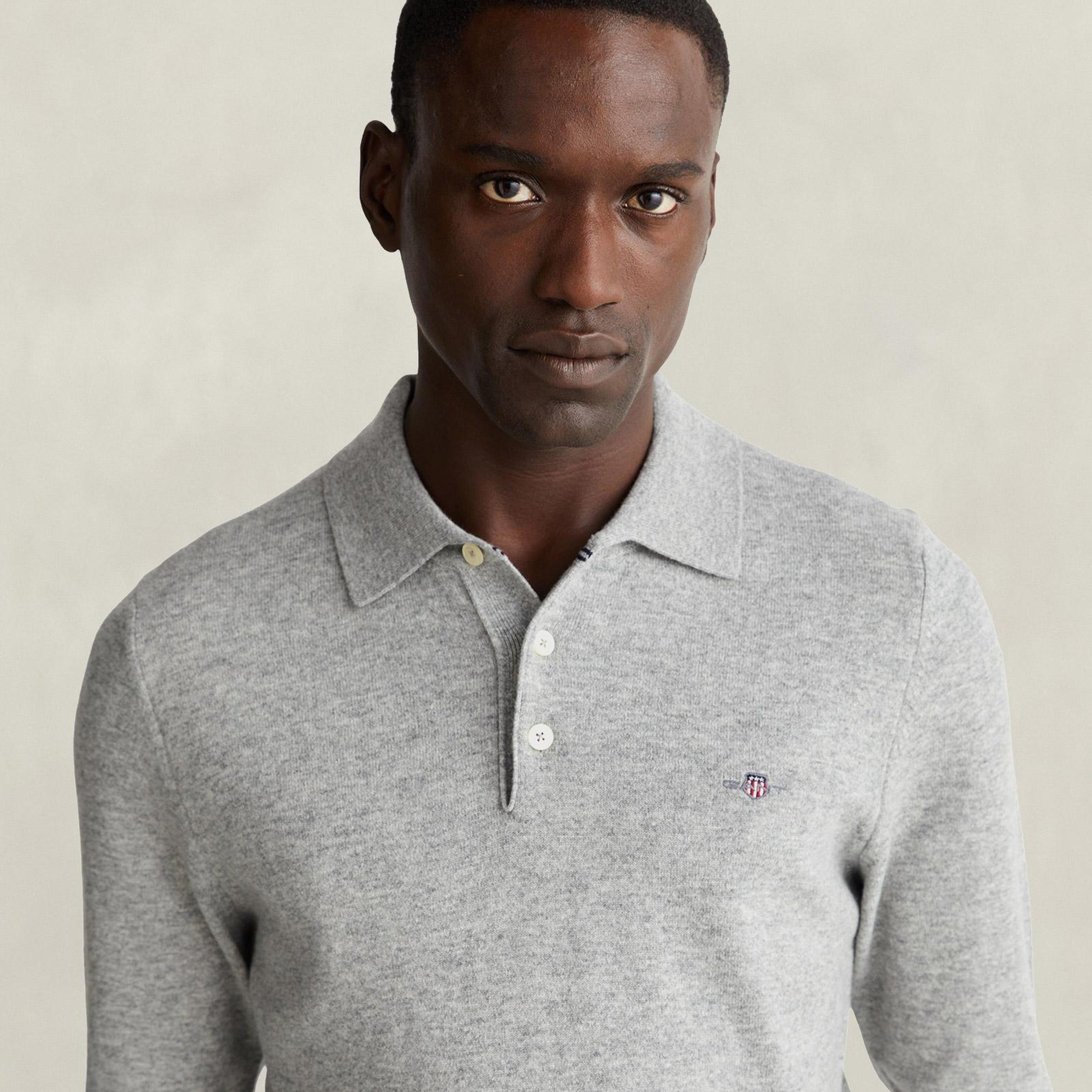 GANT Erkek Gri Regular Fit Polo Kazak
