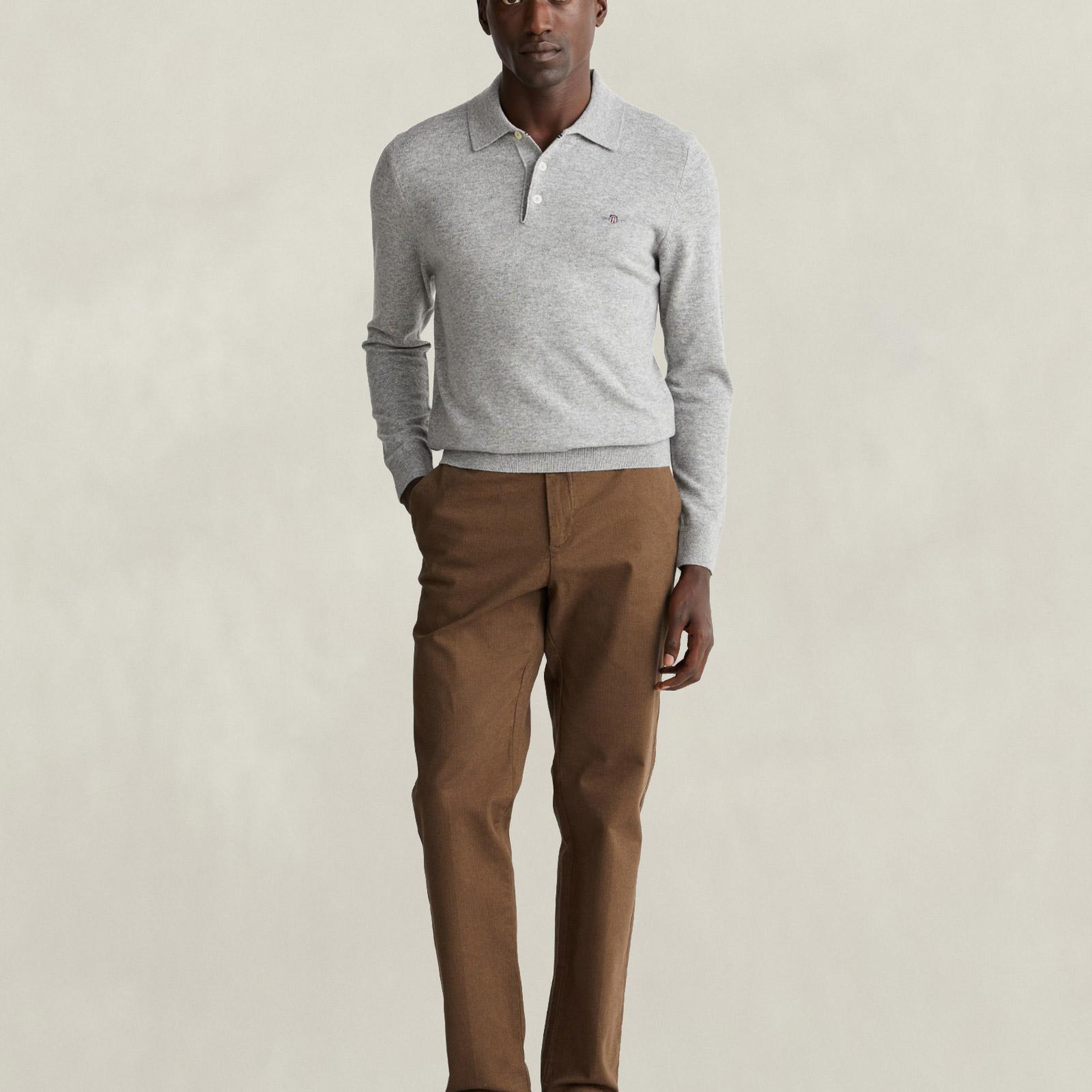 GANT Erkek Gri Regular Fit Polo Kazak