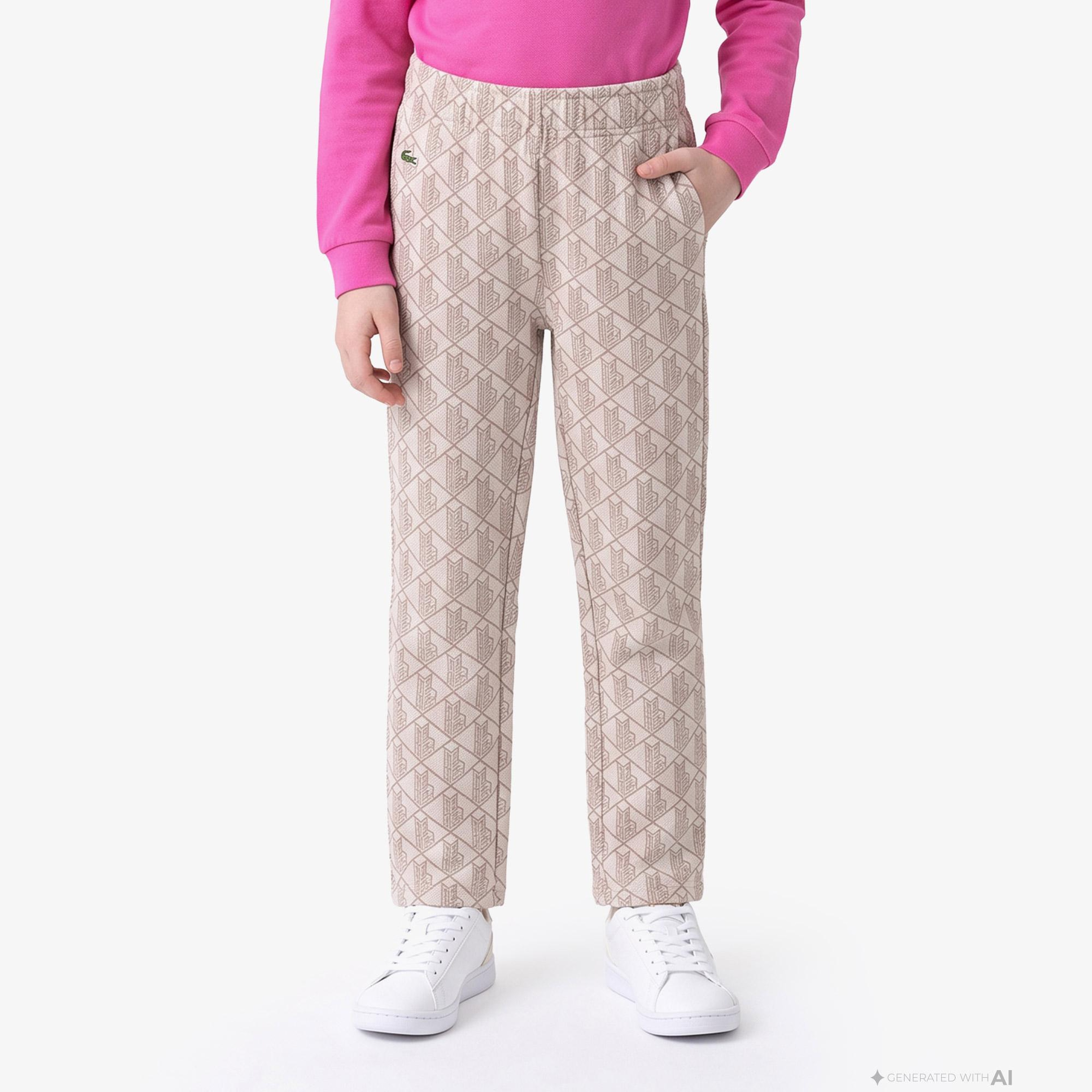 Kız Çocuk Monogram Açık Pembe Eşofman Altı