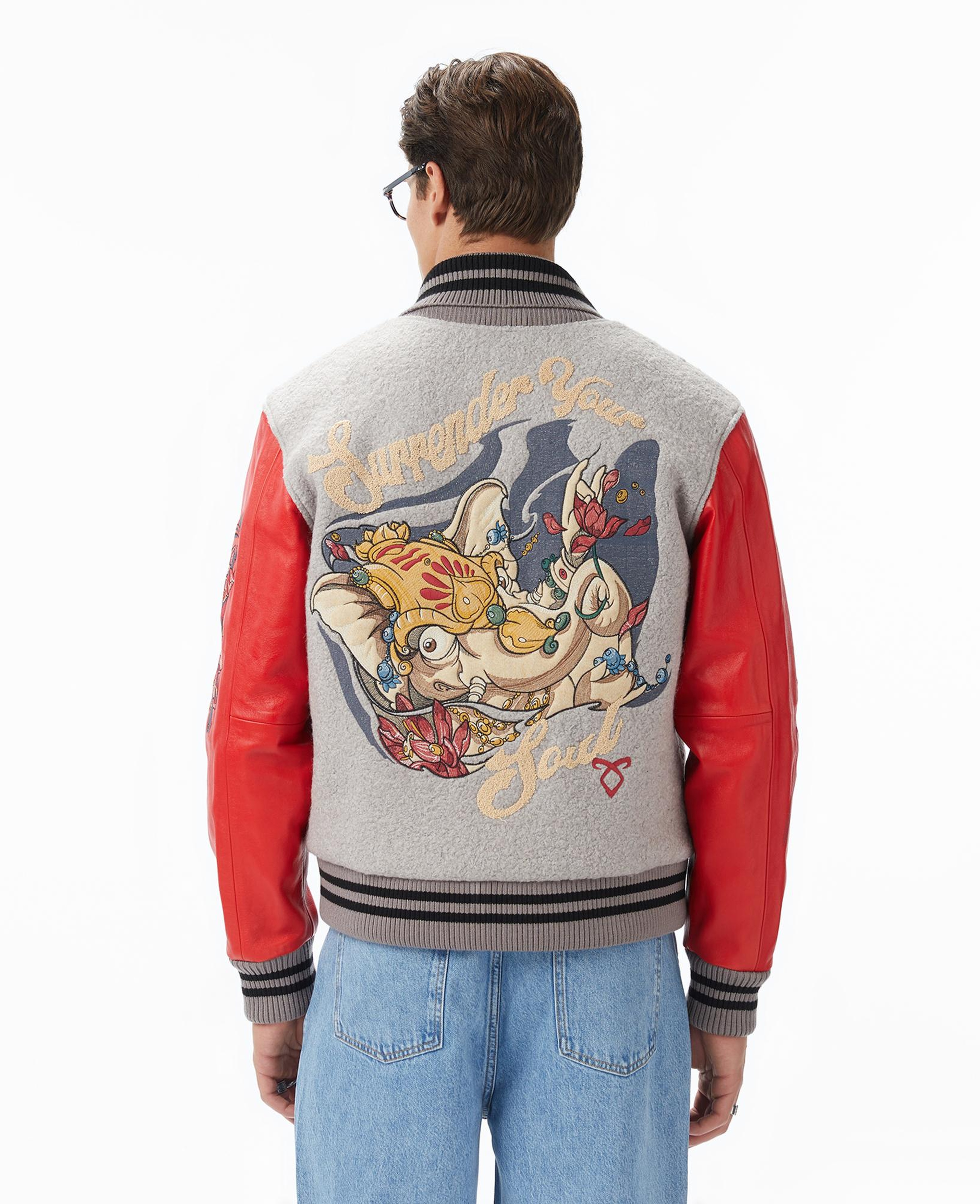 Story Of Angels Surrender Your Soul Leather&Wool College Erkek Gri/Kırmızı Ceket