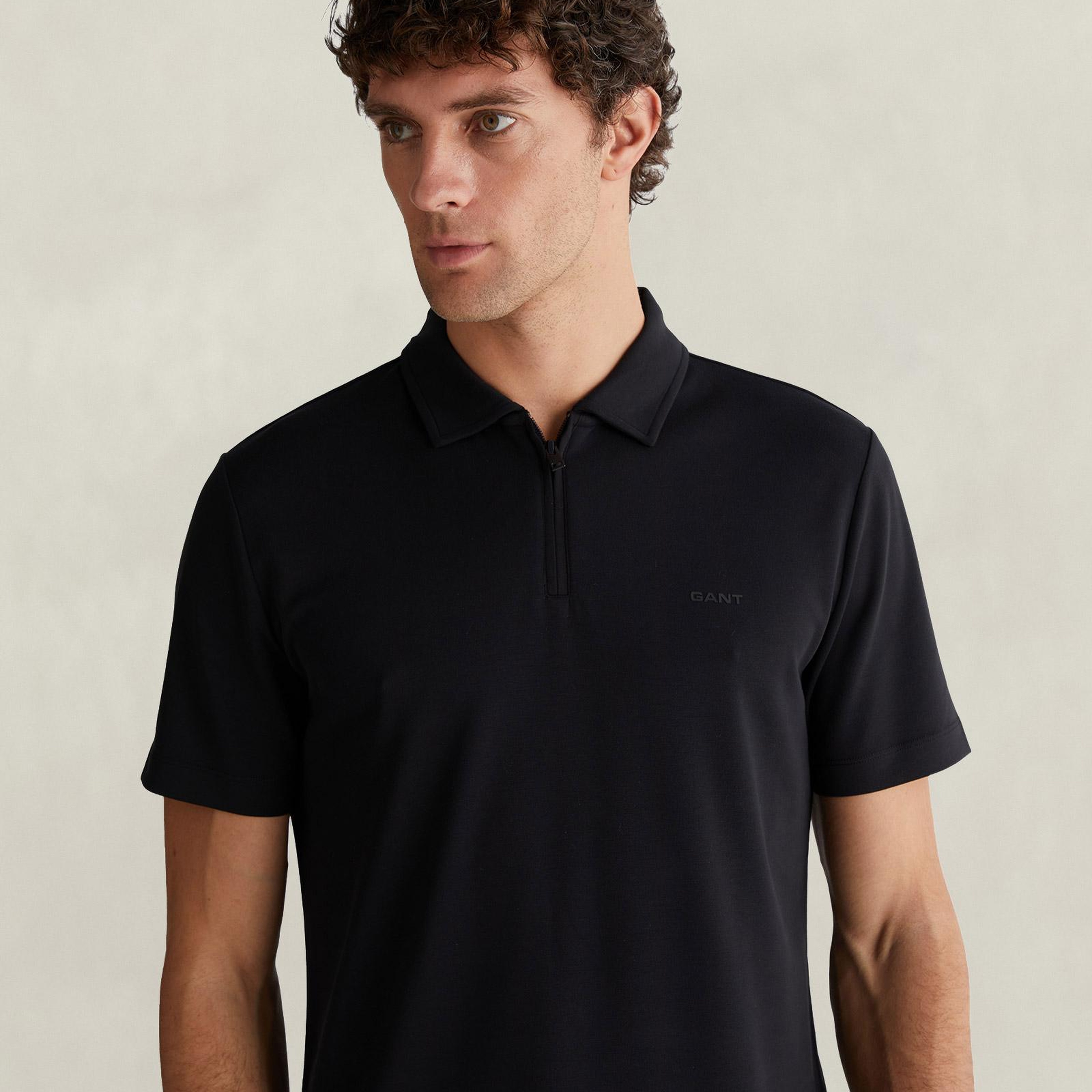 GANT Erkek Siyah Regular Fit Polo Yaka T-Shirt