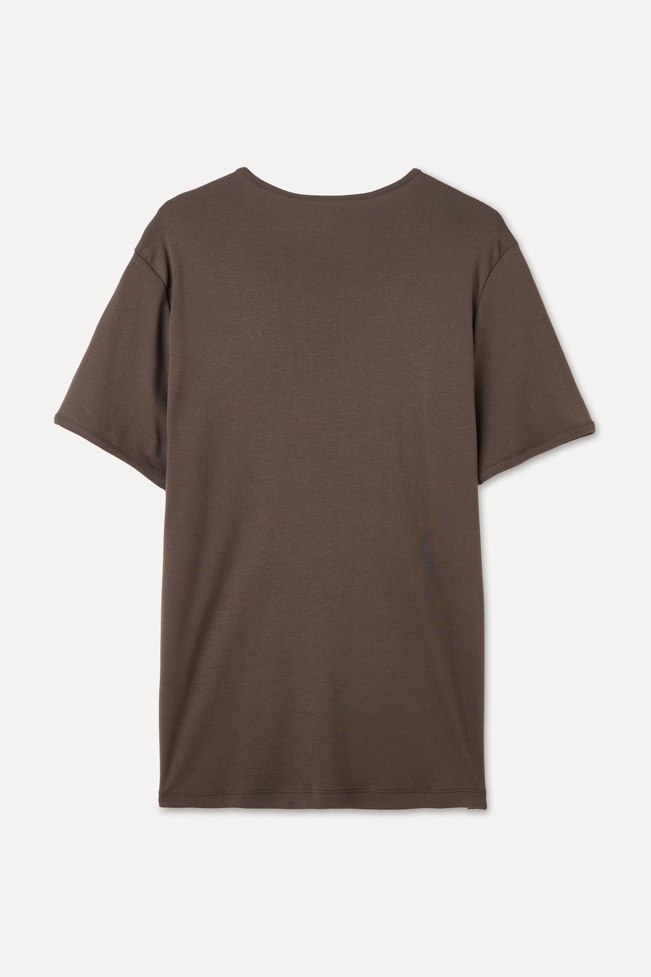 Erkek Kahverengi Bisiklet Yaka T-Shirt