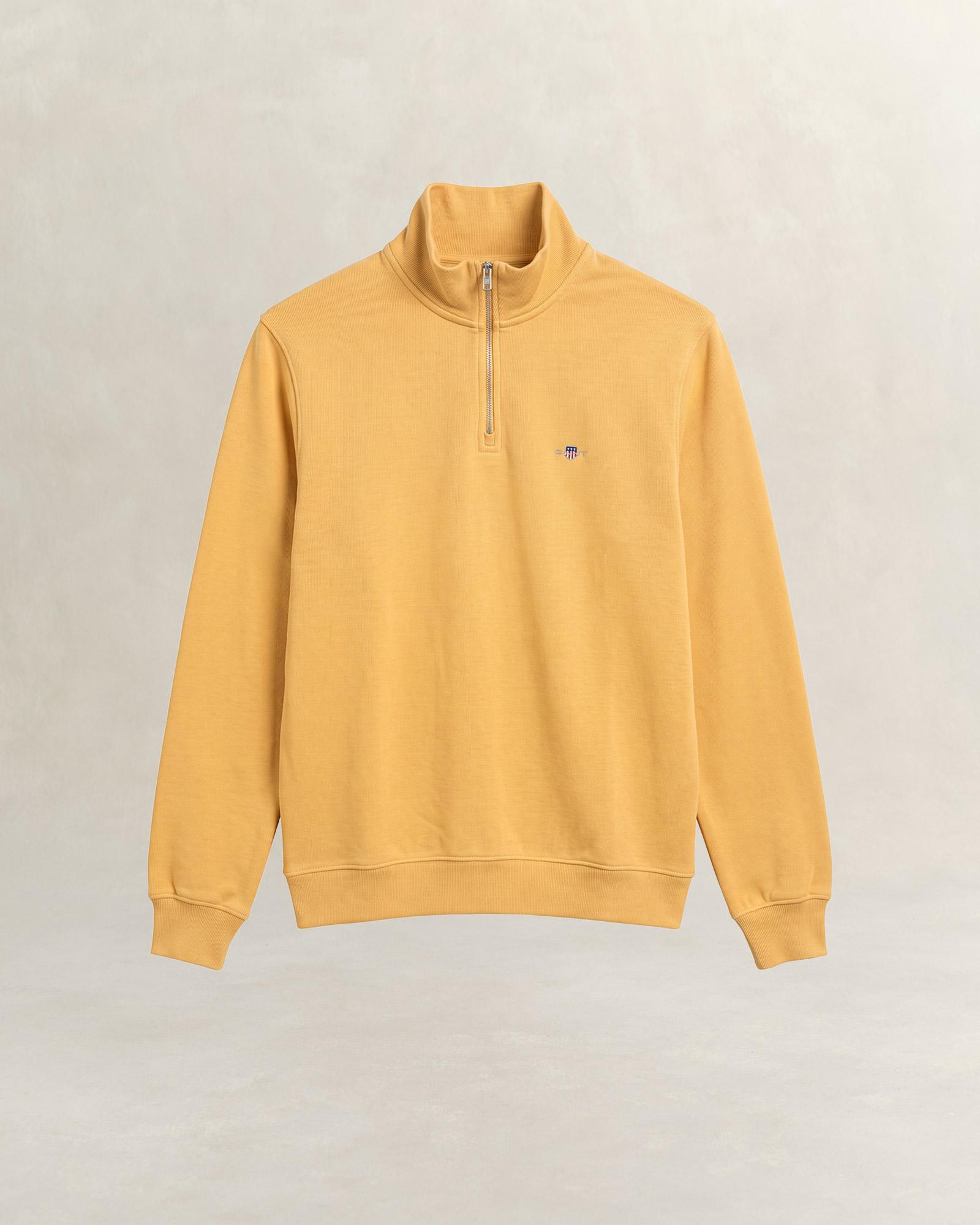 GANT Erkek Sarı Yarım Fermuarlı %100 Pamuk Sweatshirt