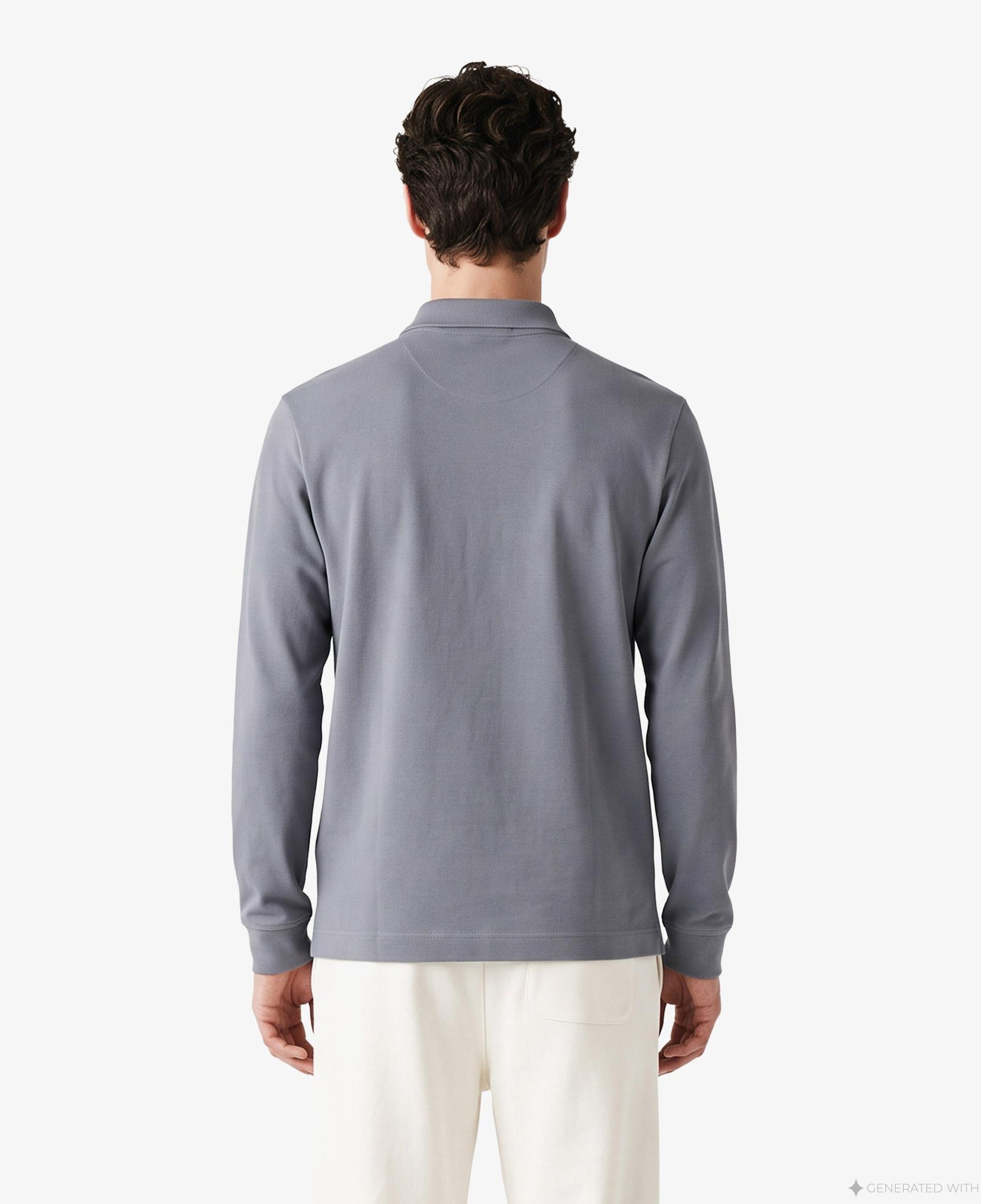 Erkek Regular Fit Uzun Kollu Koyu Gri Paris Polo