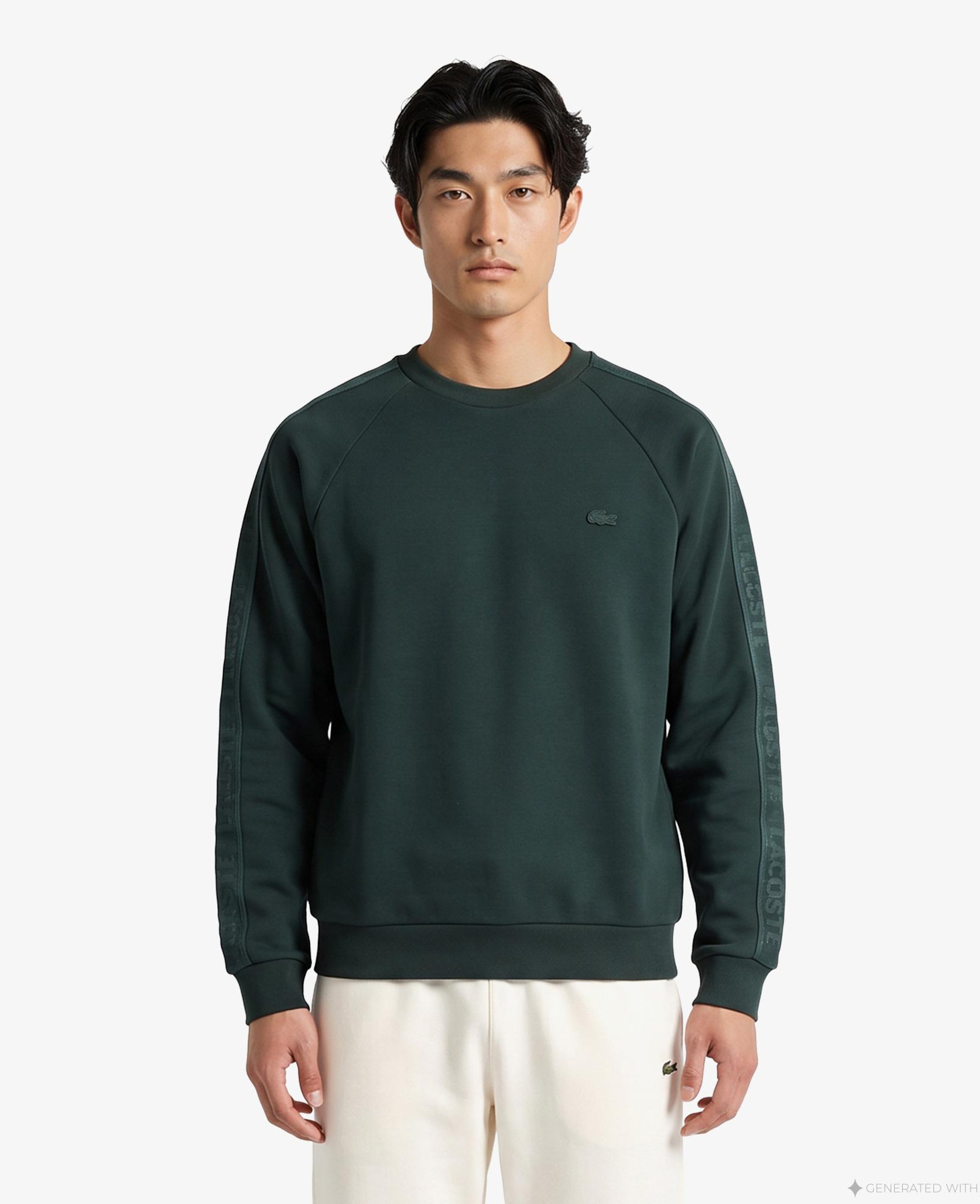 Erkek Classic Fit Bisiklet Yaka Koyu Yeşil Sweatshirt