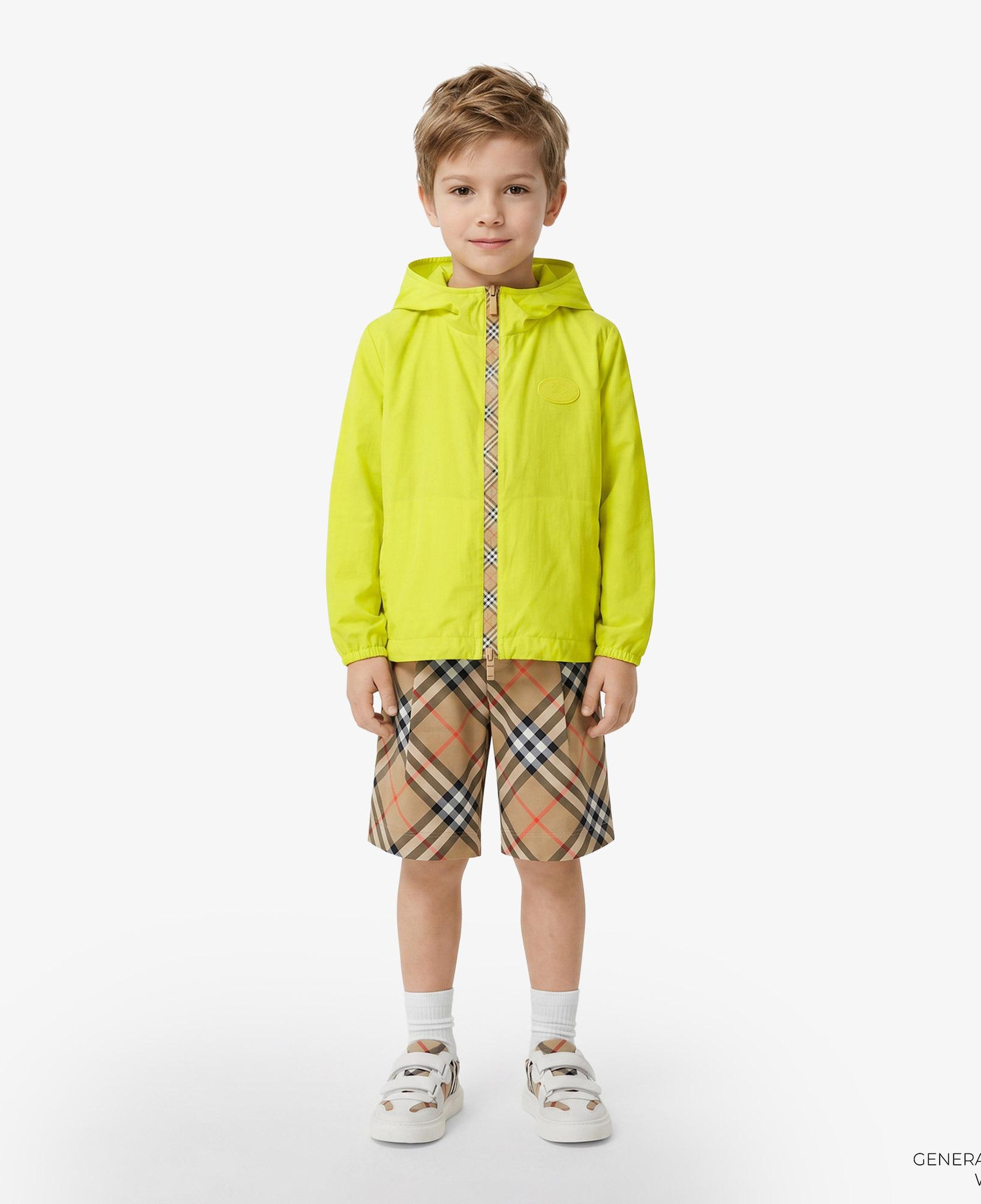 Burberry Checker-Tape Nylon Hooded Çocuk Sarı Mont