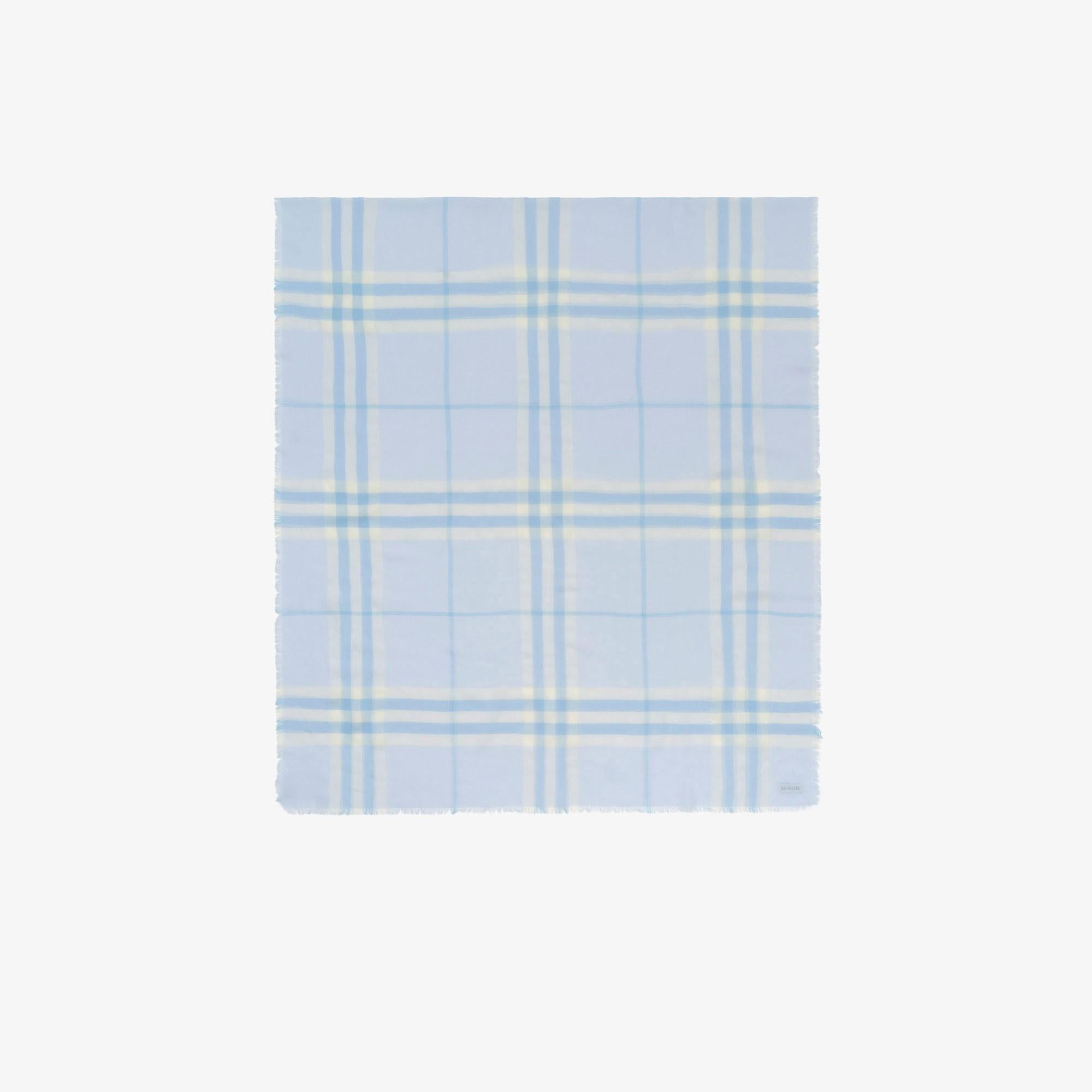 Burberry Wide Check Wool Kadın Mavi Atkı