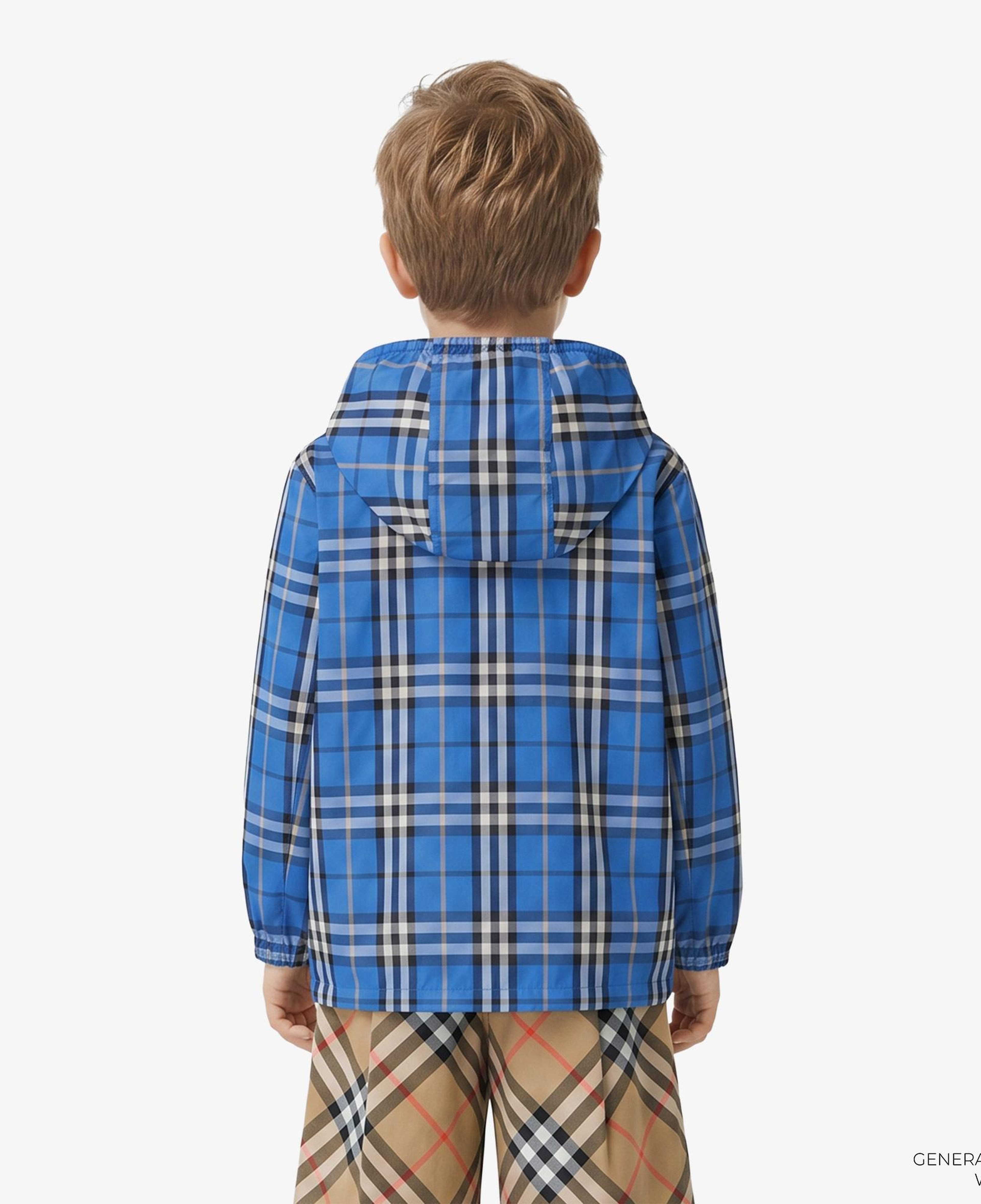 Burberry Check Nylon Hooded Çocuk Mavi Mont