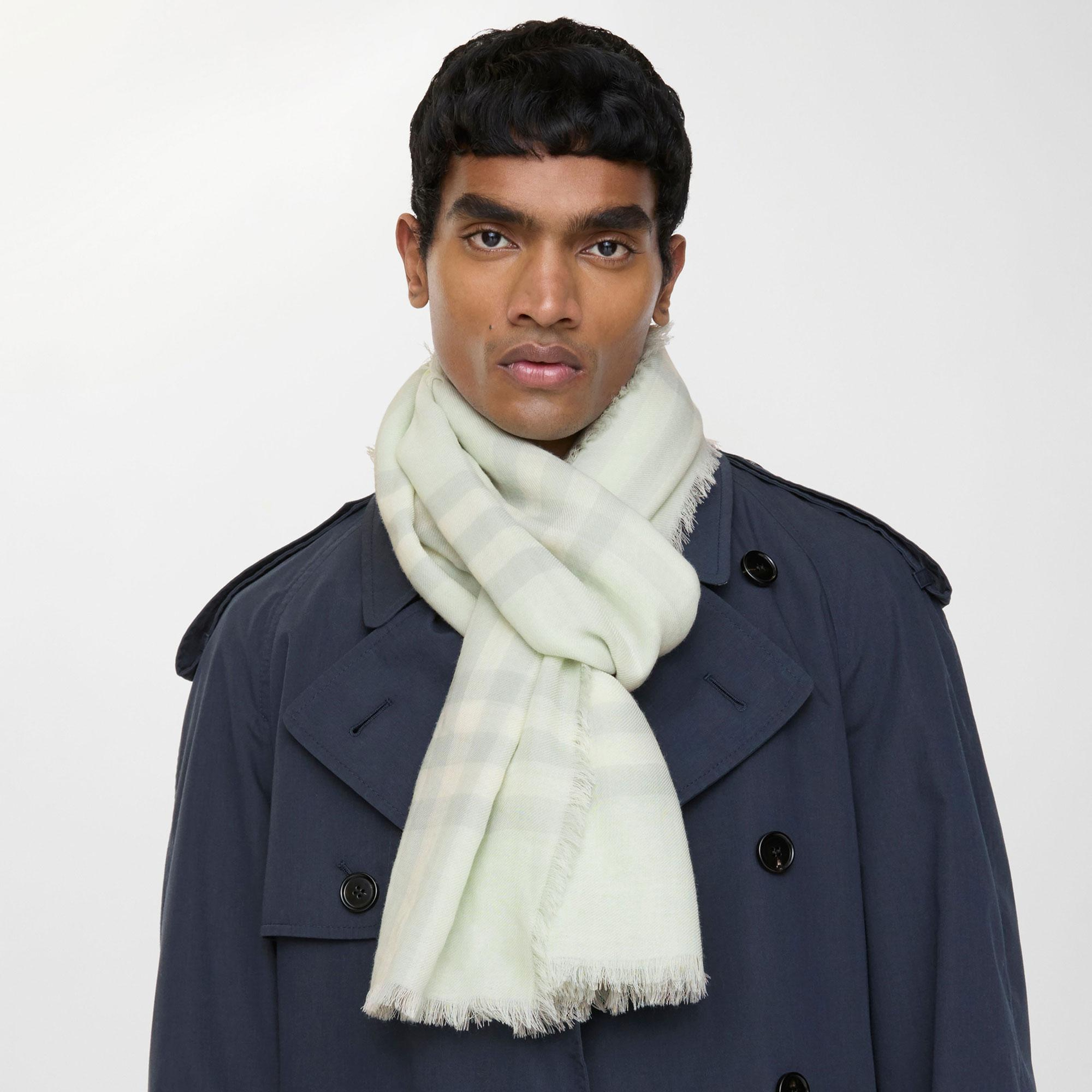 Burberry Wide Check Wool Kadın Yeşil Atkı