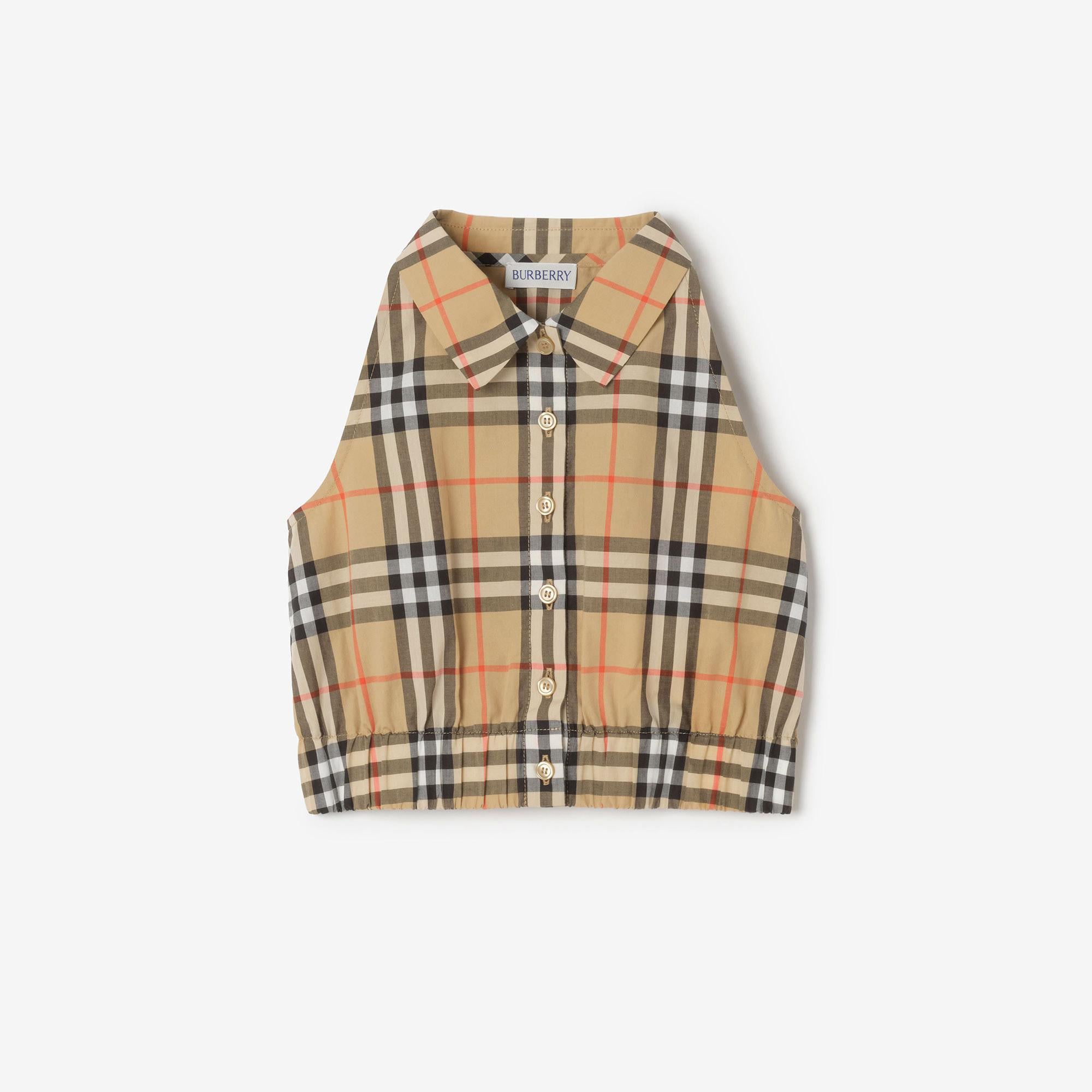 Burberry Check Cotton Çocuk Bej Gömlek