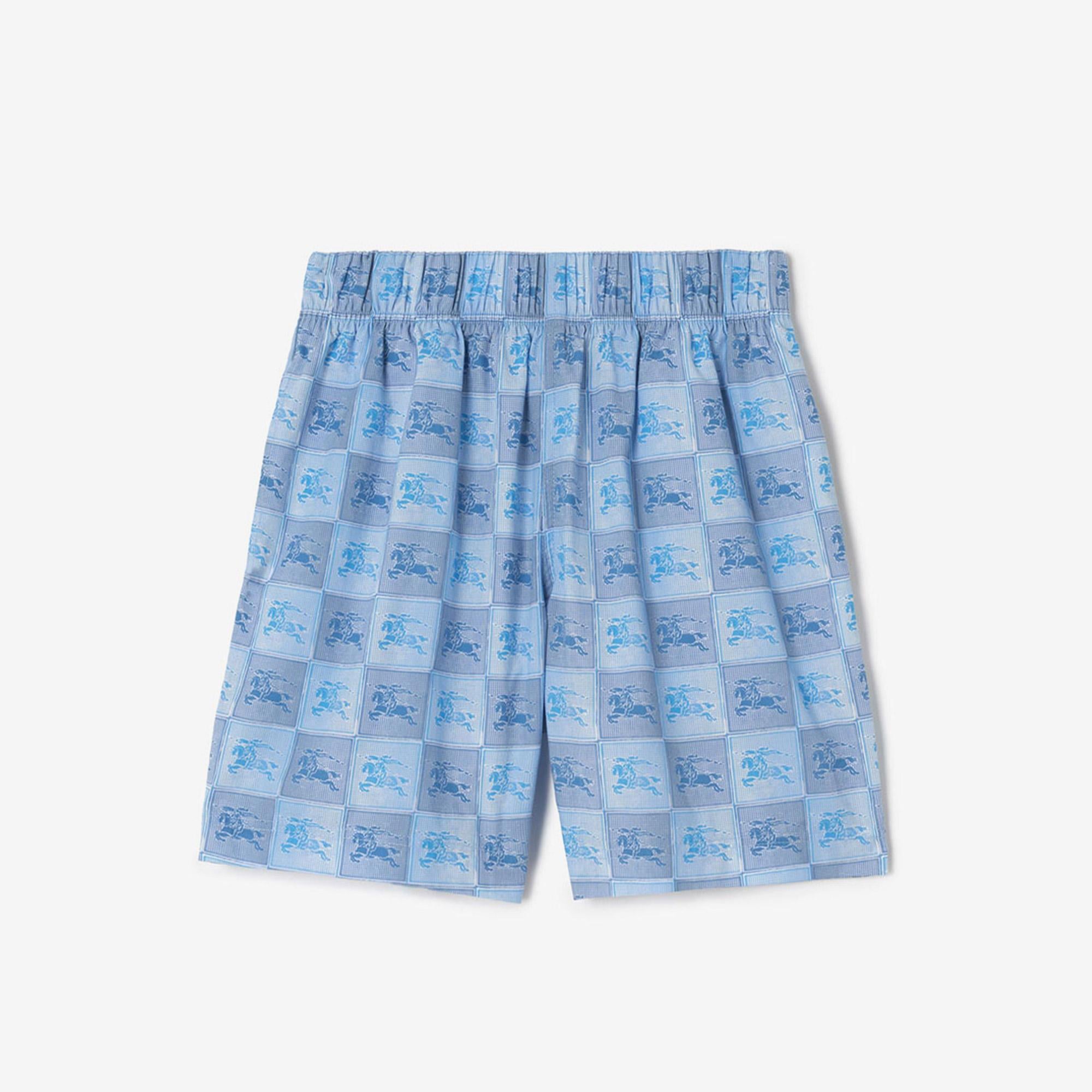 Burberry Ekd Checkerboard Cotton Çocuk Mavi Şort