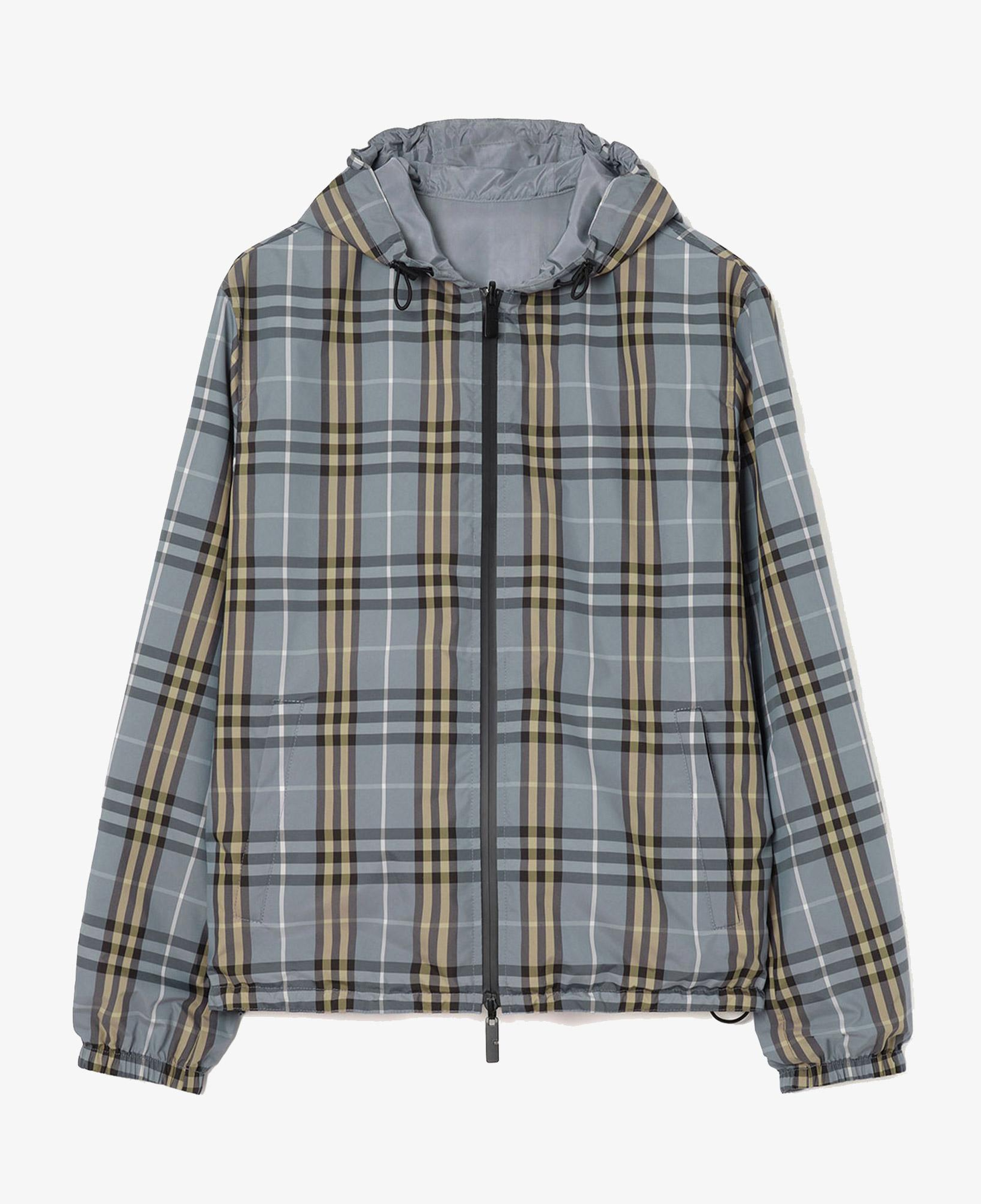 Burberry Reversible Check Hooded Erkek Mavi Mont