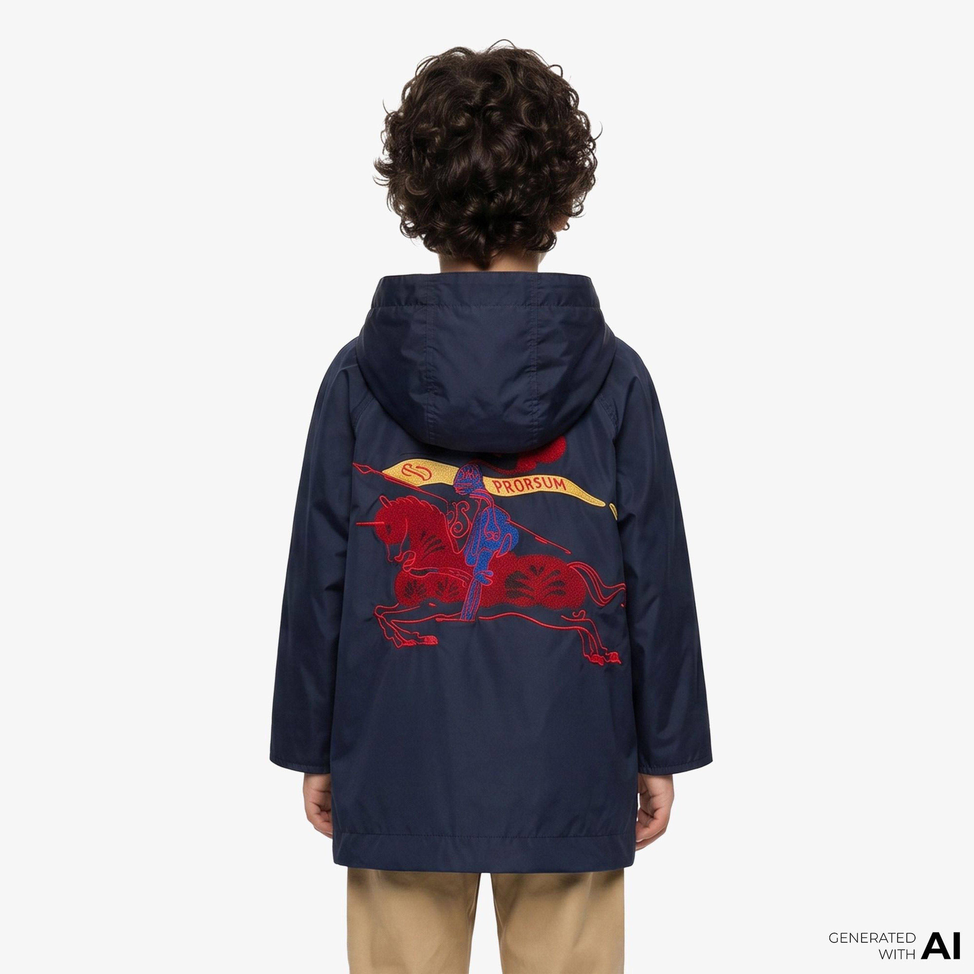 Burberry Watercolour Ekd Nylon Çocuk Lacivert Parka