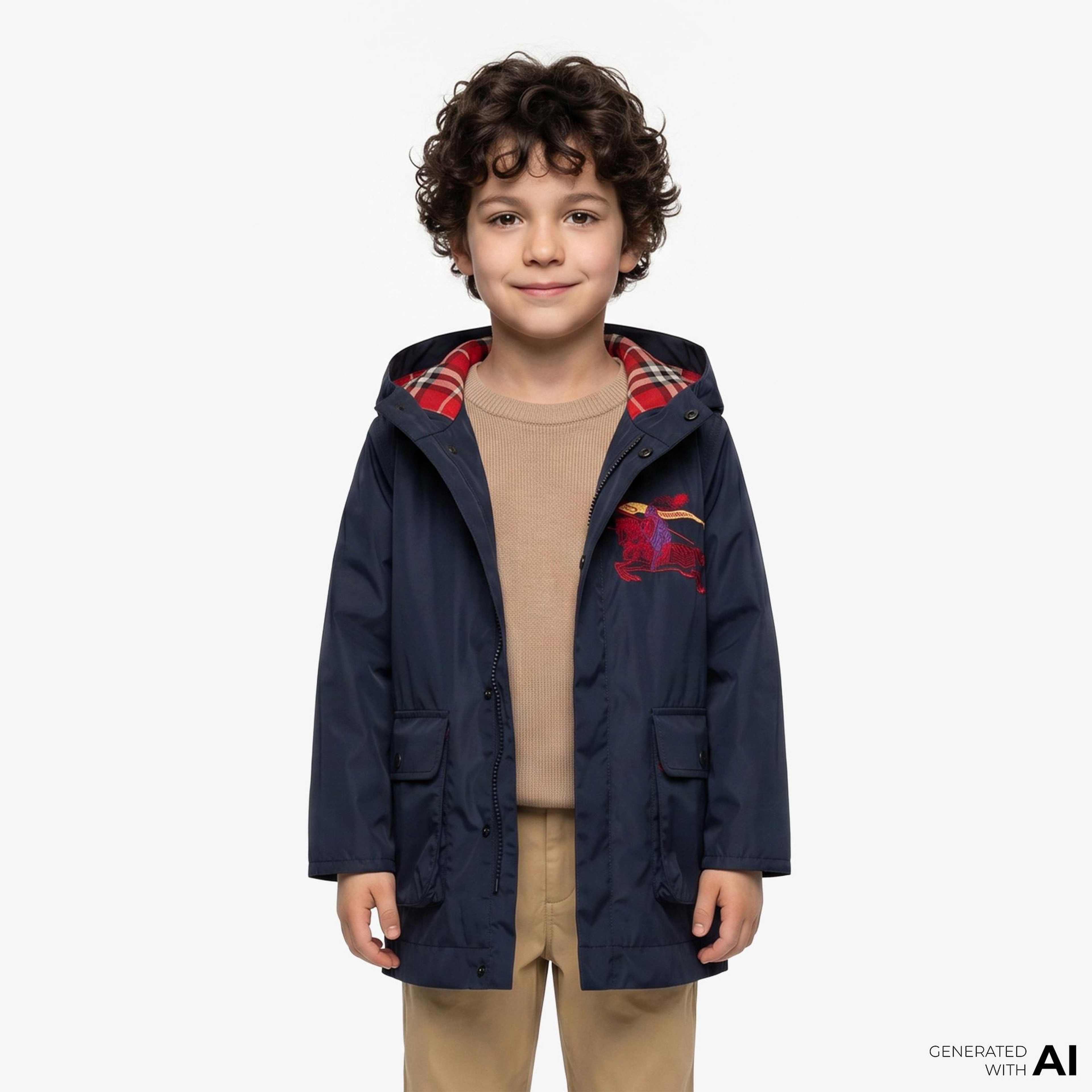 Burberry Watercolour Ekd Nylon Çocuk Lacivert Parka