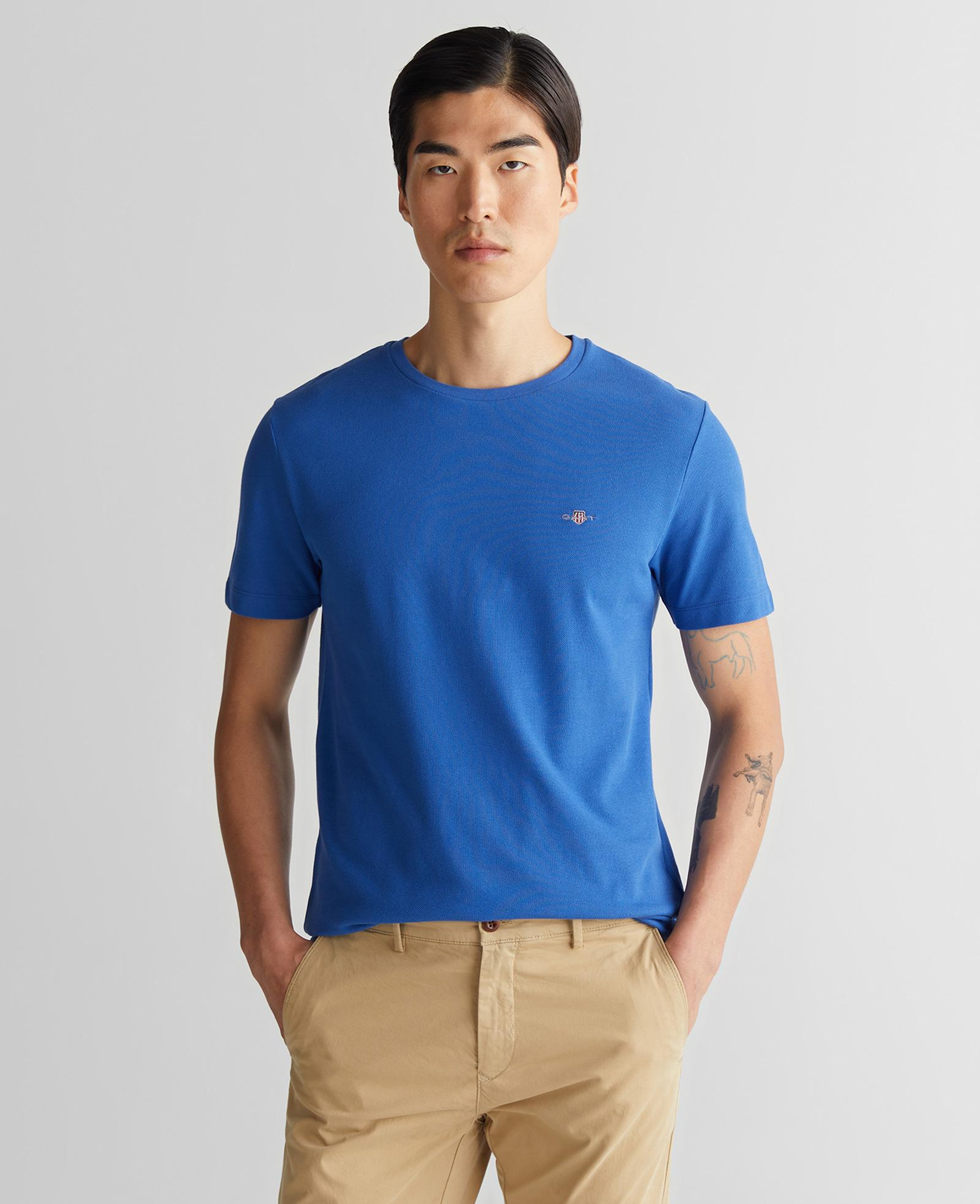 GANT Erkek Mavi Slim Fit Bisiklet Yaka T-Shirt