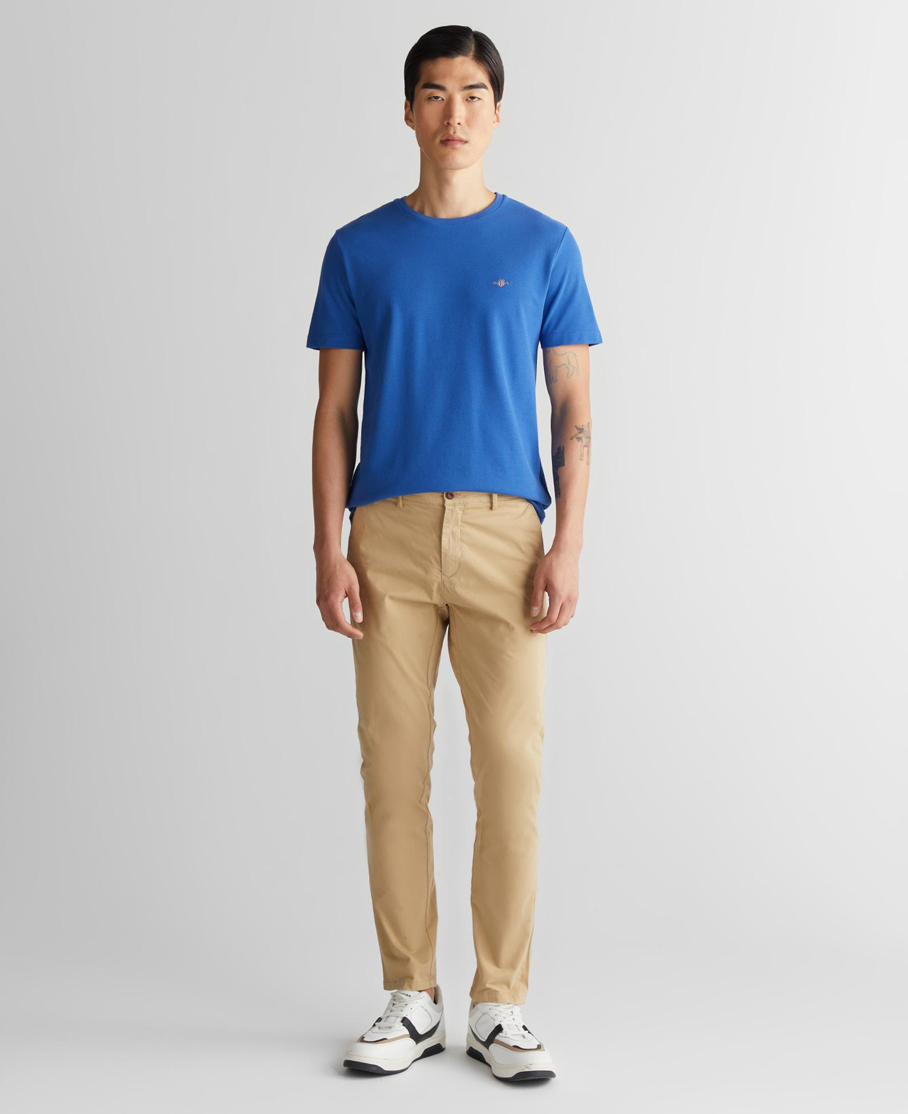 GANT Erkek Mavi Slim Fit Bisiklet Yaka T-Shirt