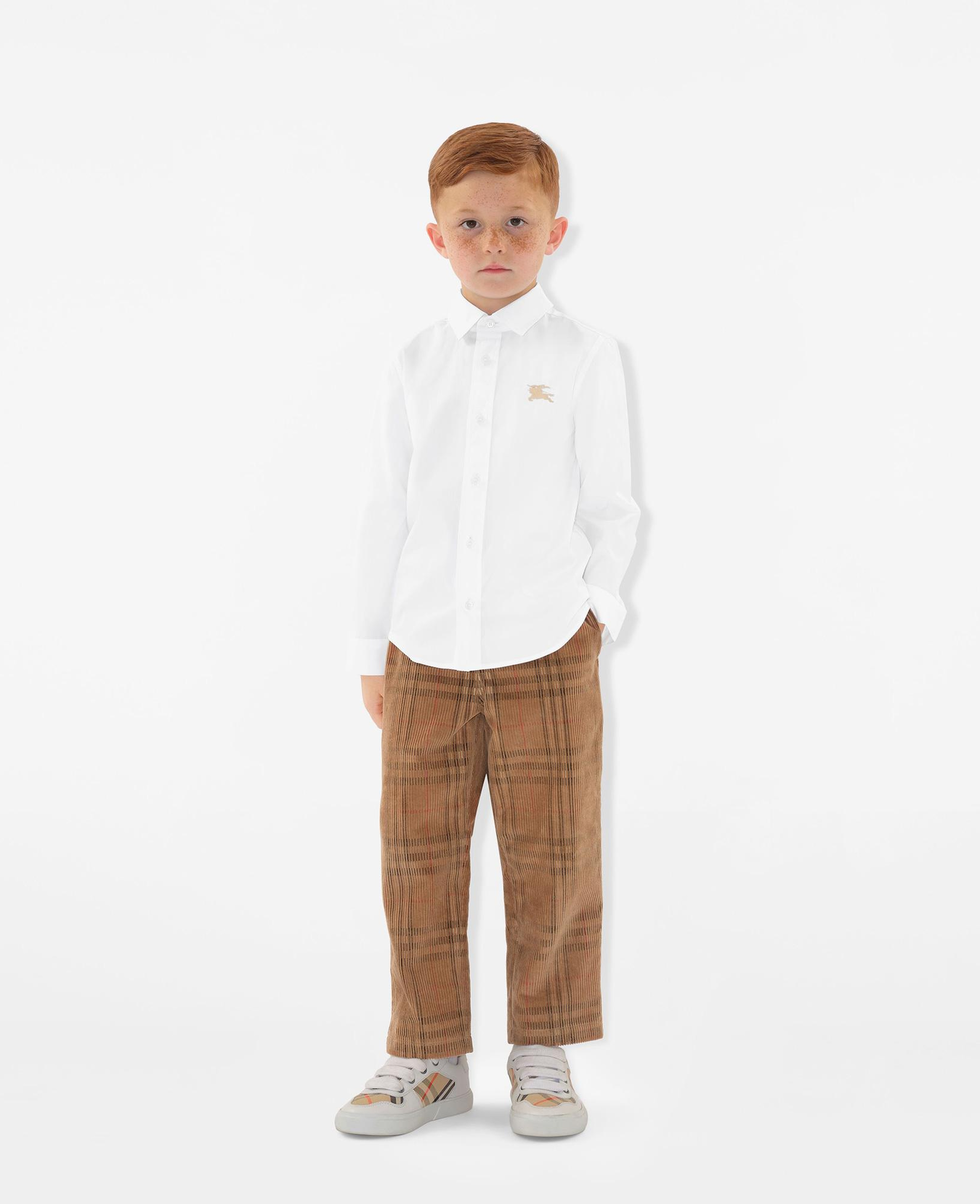 Burberry Owen Stretch Cotton Çocuk Beyaz Gömlek